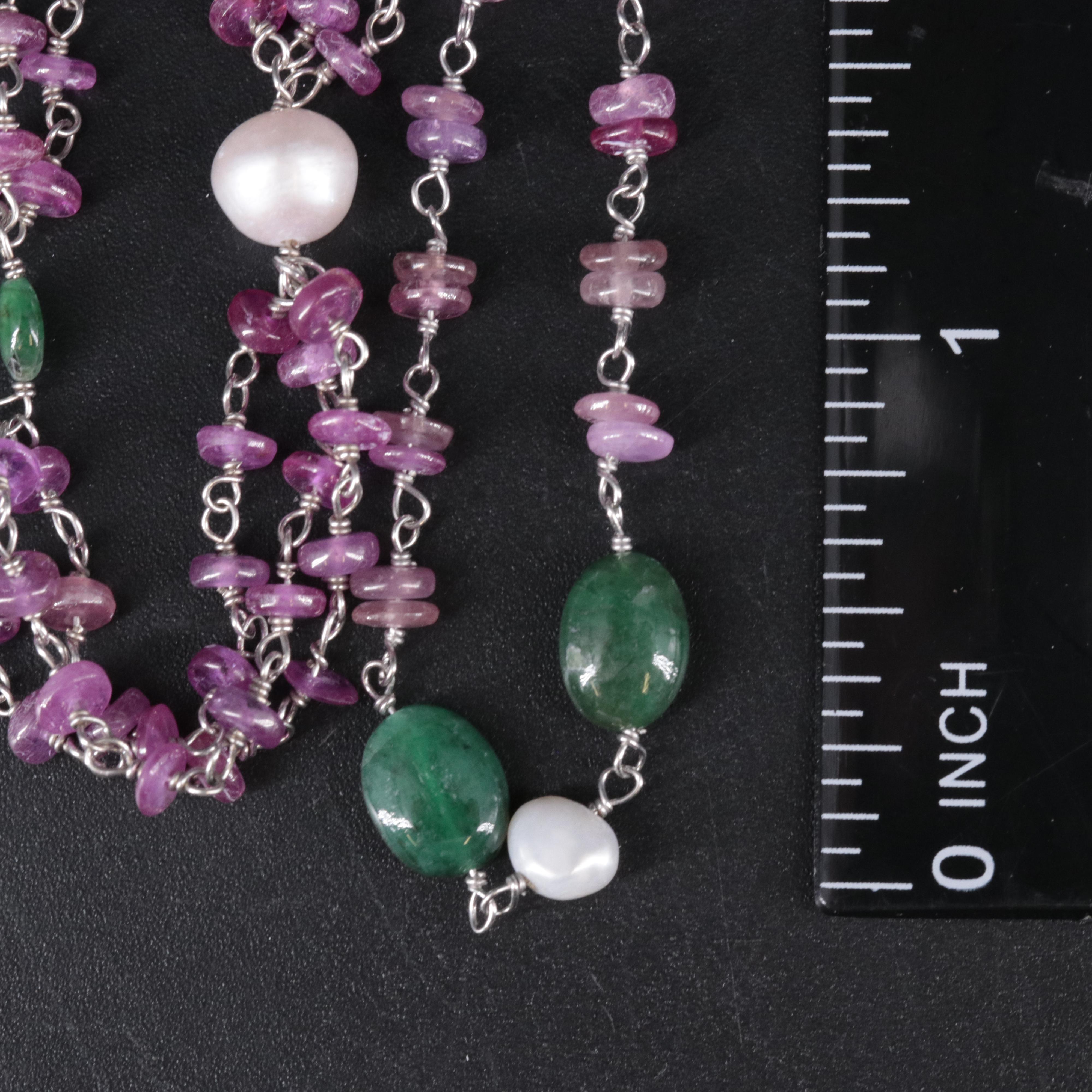 Sterling Silver Gemstone Necklace Pair