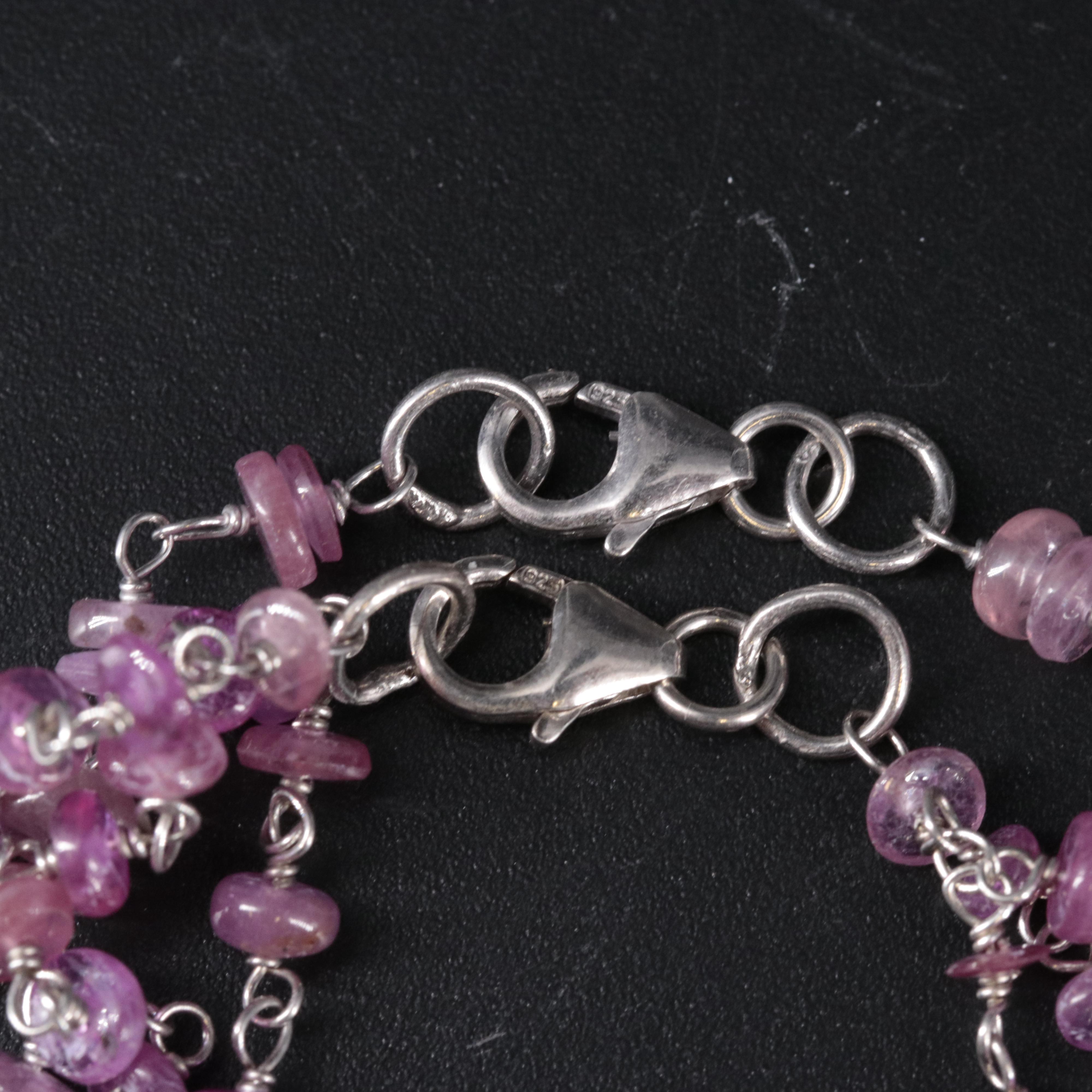 Sterling Silver Gemstone Necklace Pair