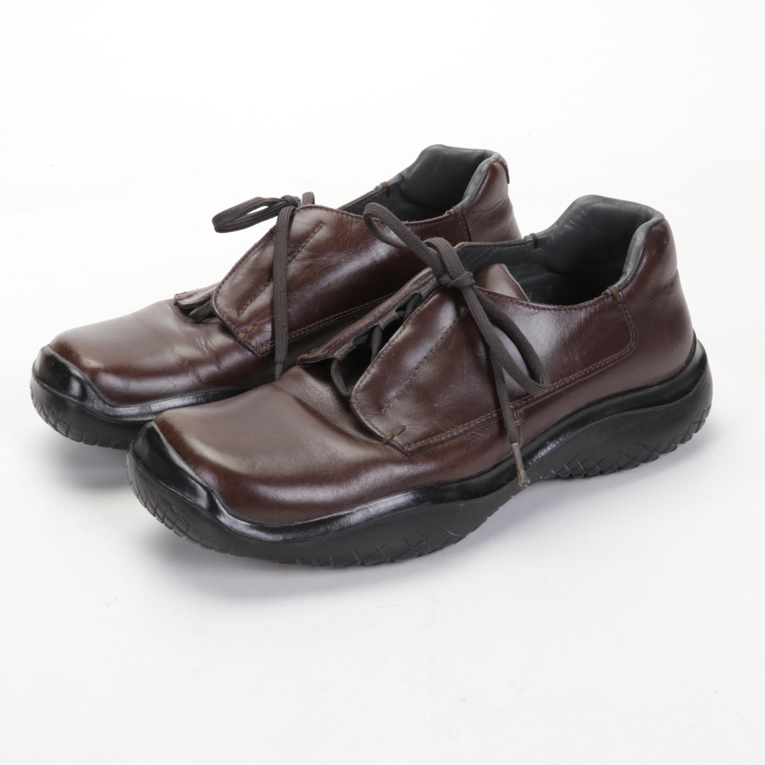 Men's Prada Lace-Up Shoes and Brown Cashmere Turtleneck Sweater