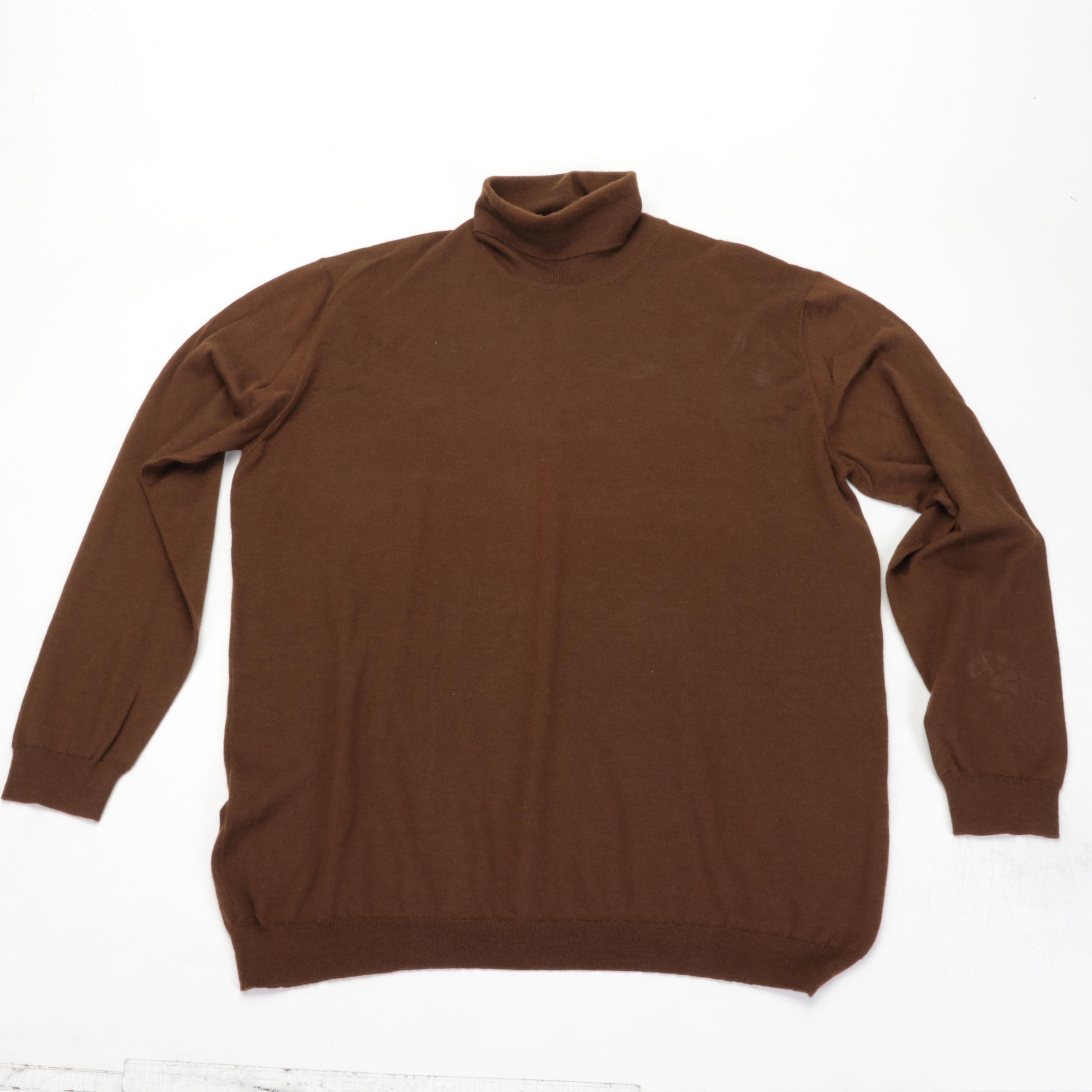 Men's Prada Lace-Up Shoes and Brown Cashmere Turtleneck Sweater
