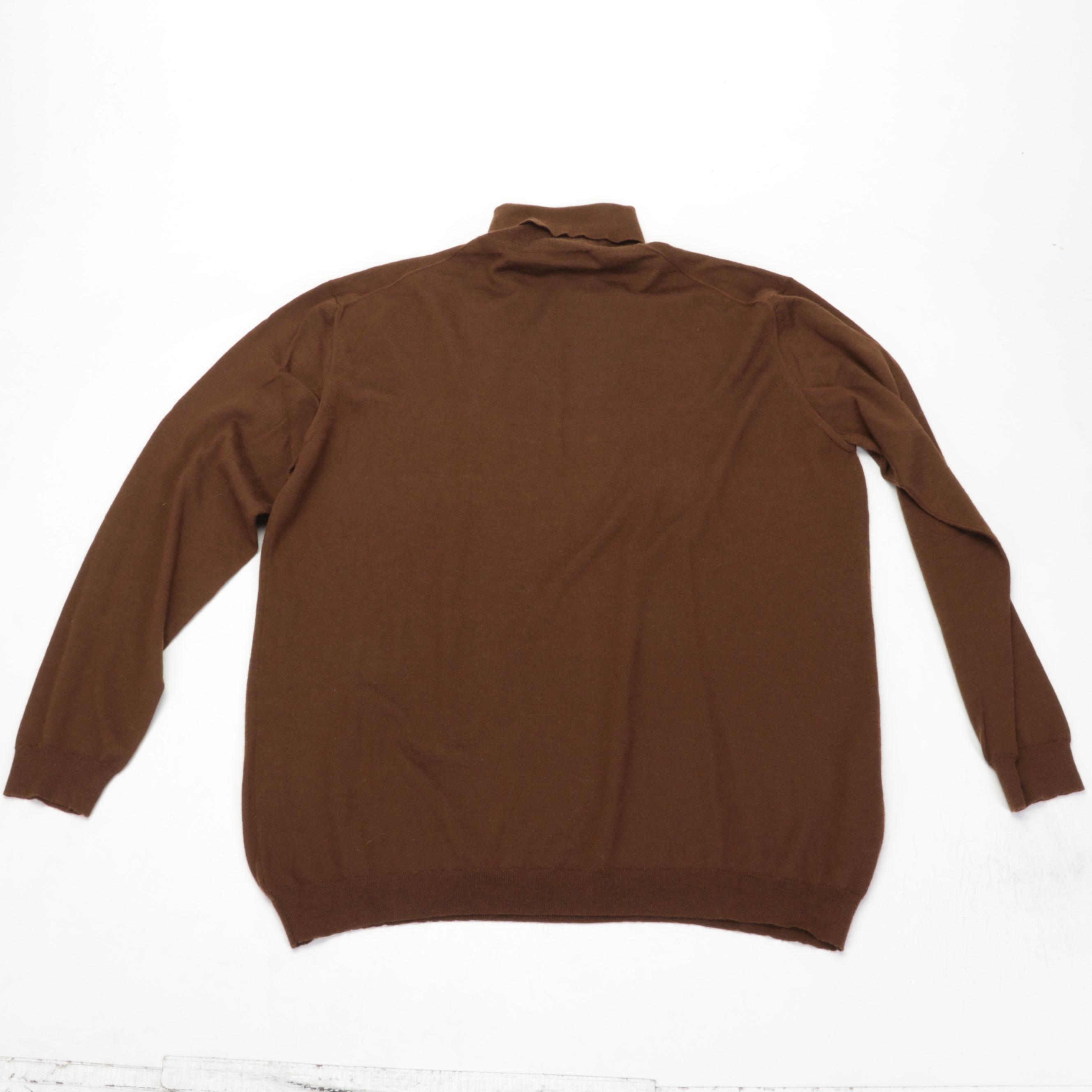 Men's Prada Lace-Up Shoes and Brown Cashmere Turtleneck Sweater