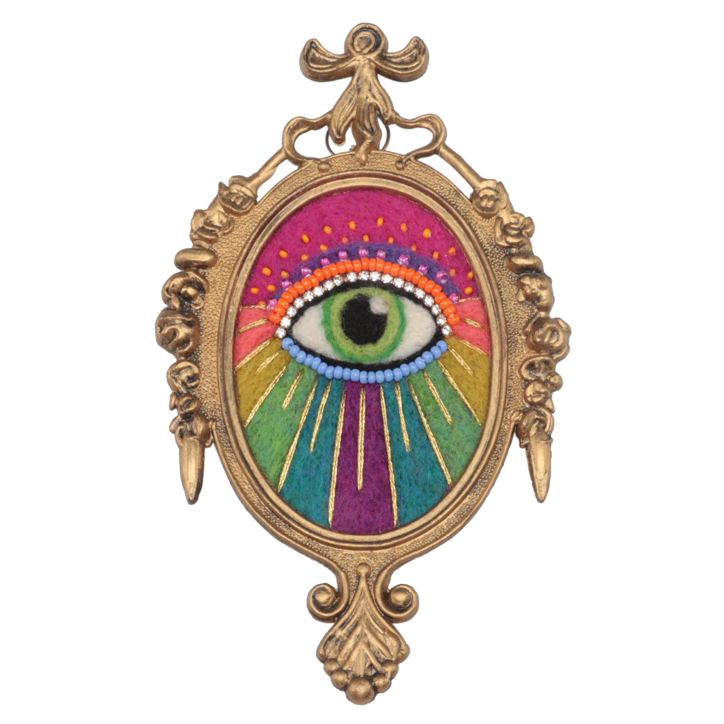 Sarah Miller Fiber Art Wall Hanging of Mystic Eye