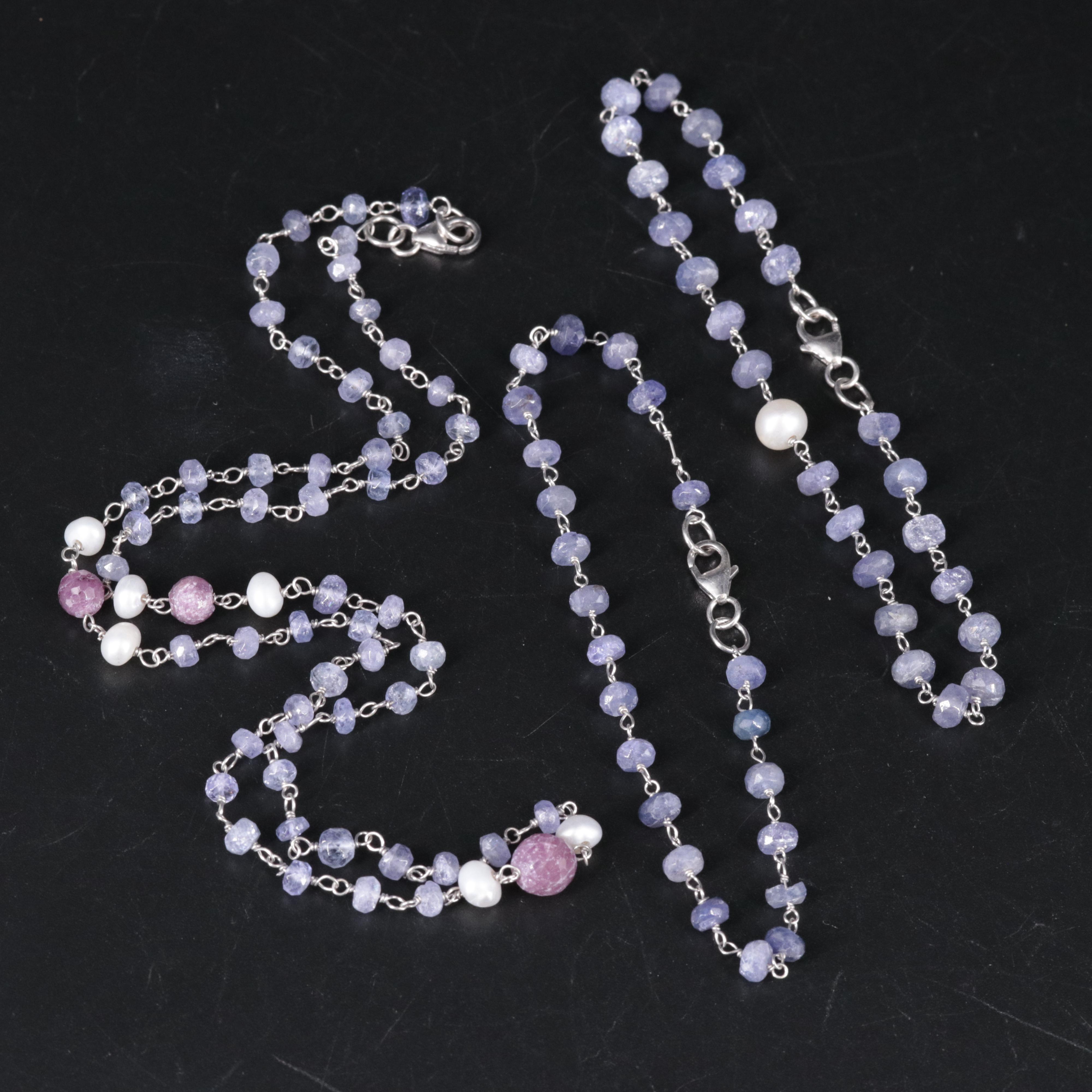 Sterling Gemstone Necklace and Bracelet Collection