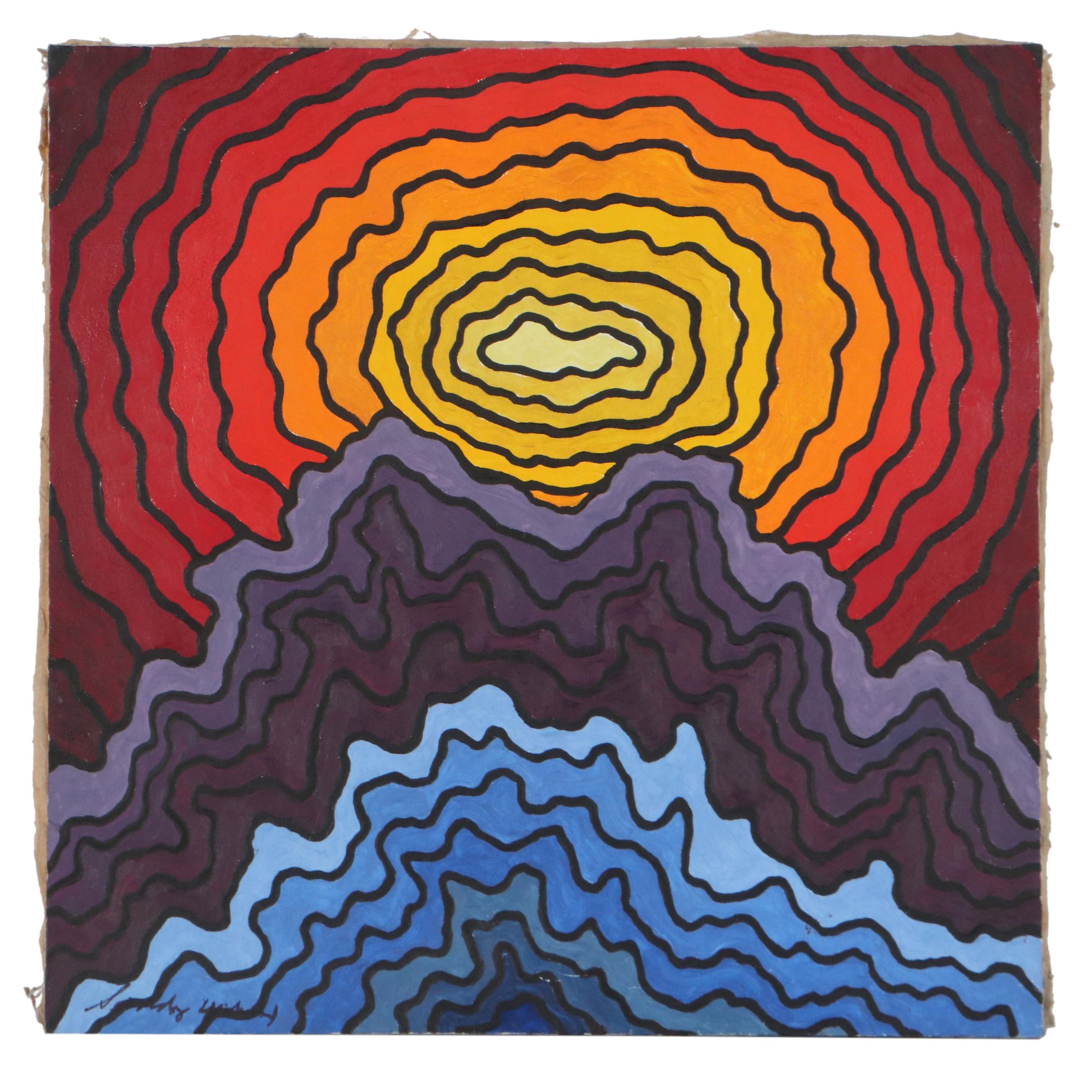 Sandy Underwood Abstract Oil Painting "Sunrise," Late 20th Century