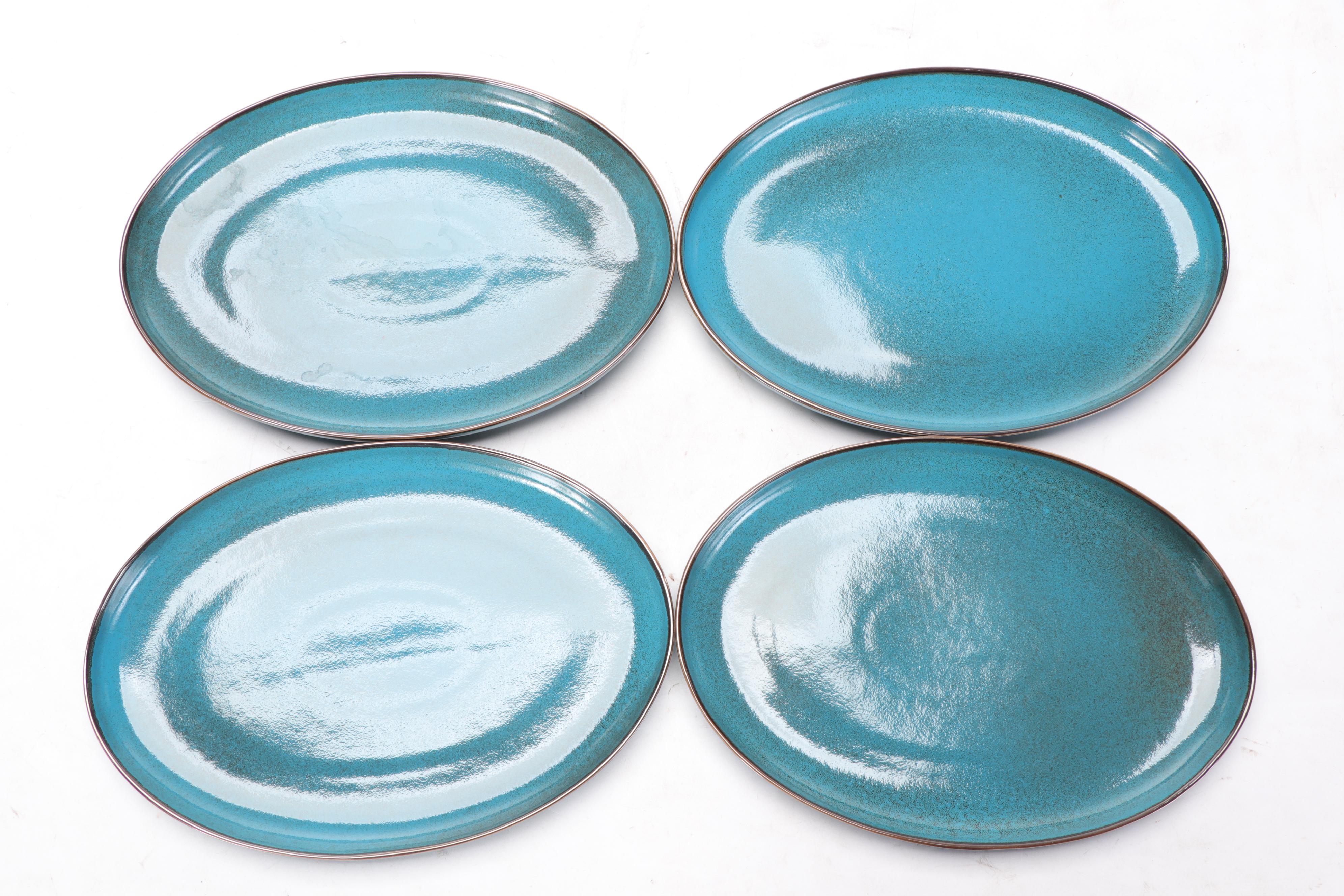 Member's Mark Teal Glazed Ceramic Bowl and Appetizer Plate Sets