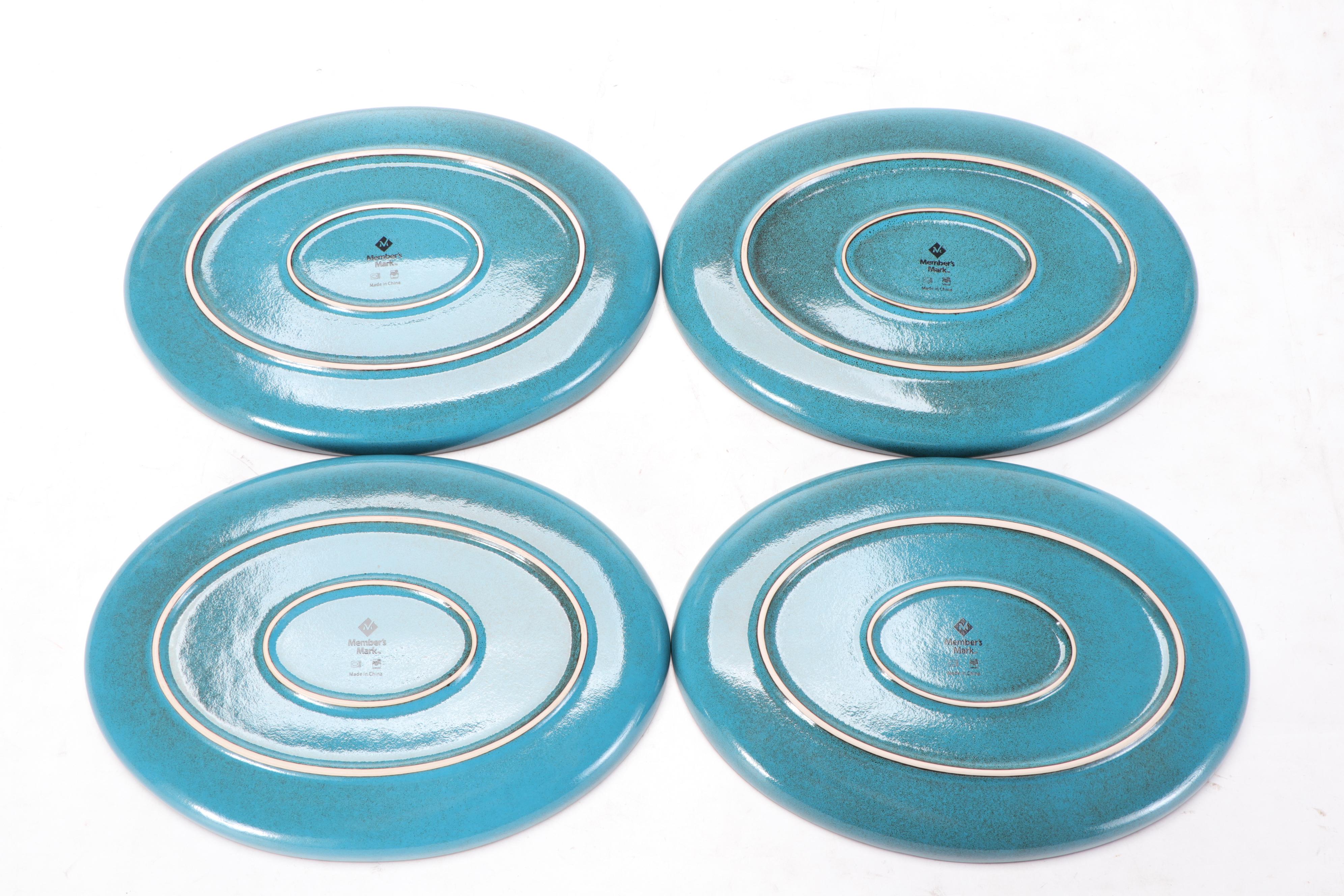 Member's Mark Teal Glazed Ceramic Bowl and Appetizer Plate Sets