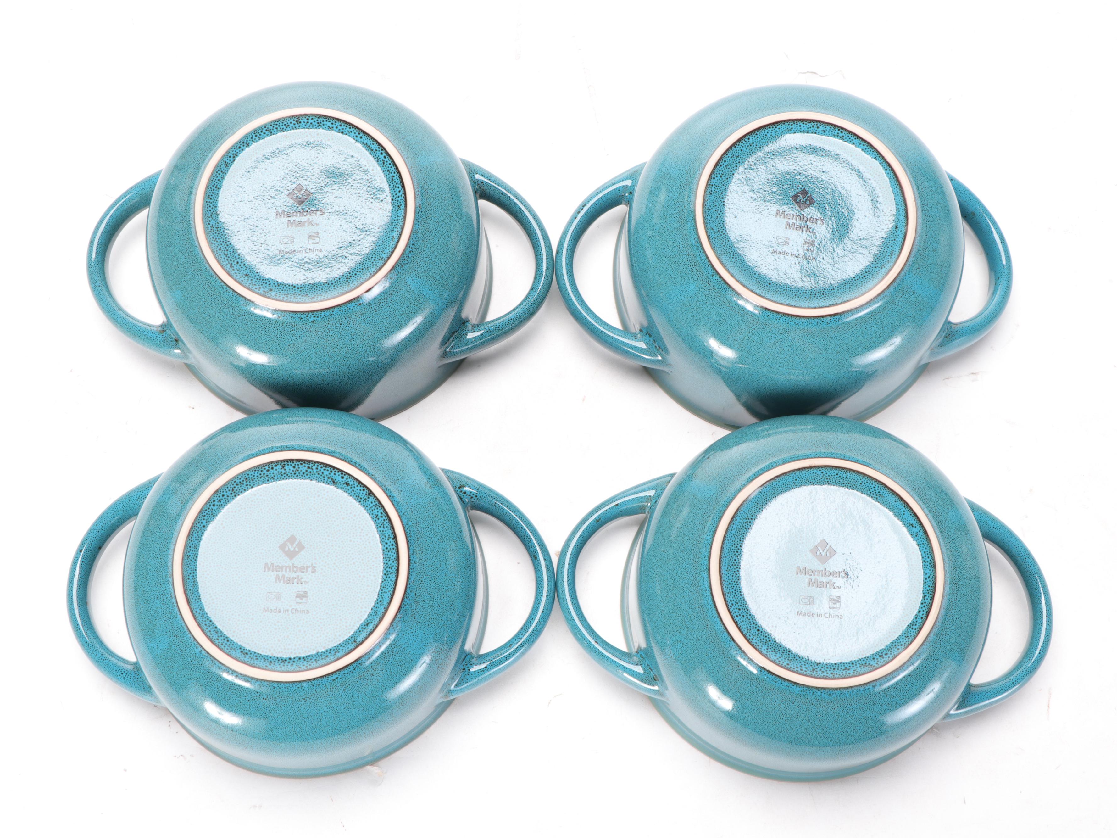 Member's Mark Teal Glazed Ceramic Bowl and Appetizer Plate Sets
