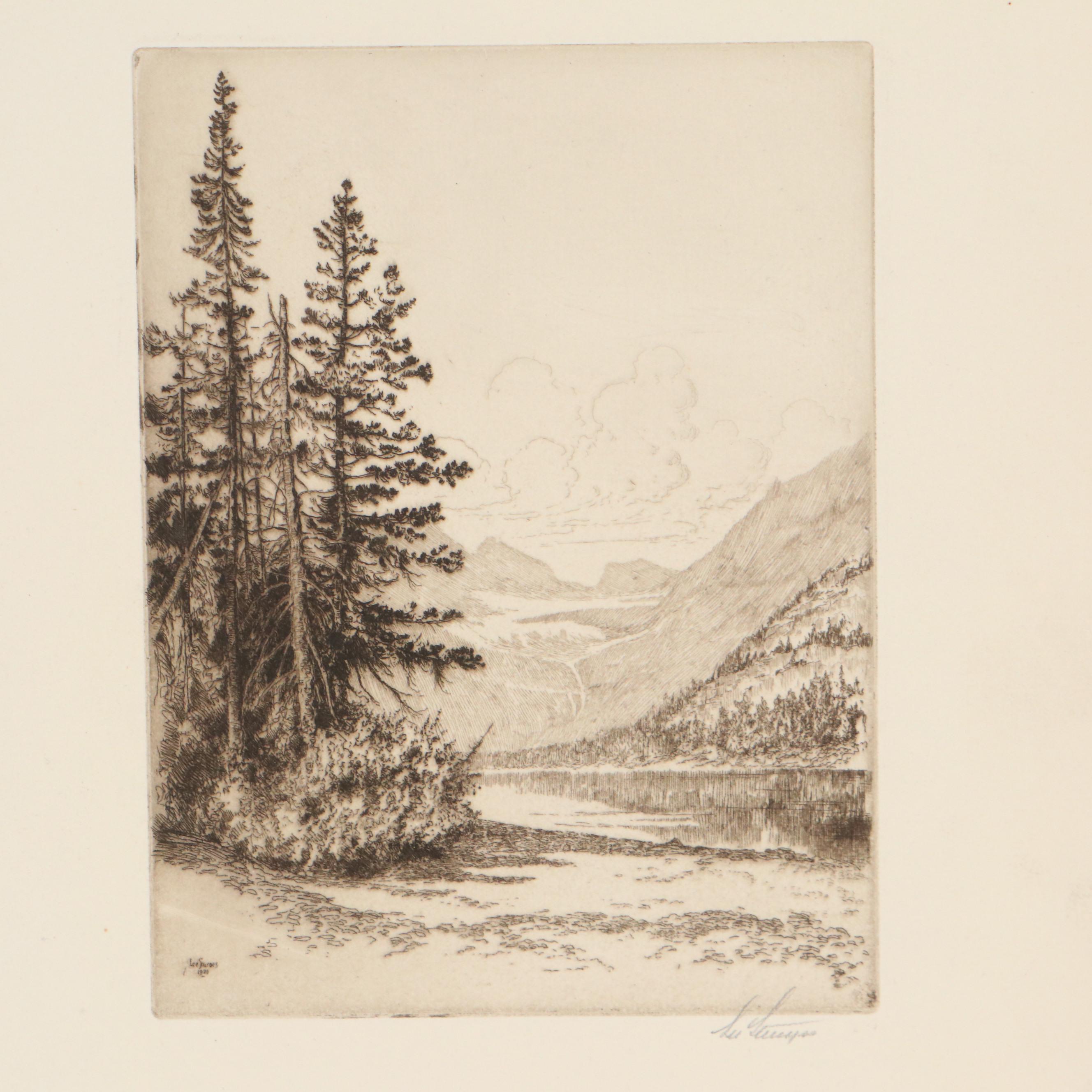 Lee Sturges Landscape Etchings Including "Fall Pasture," 1922