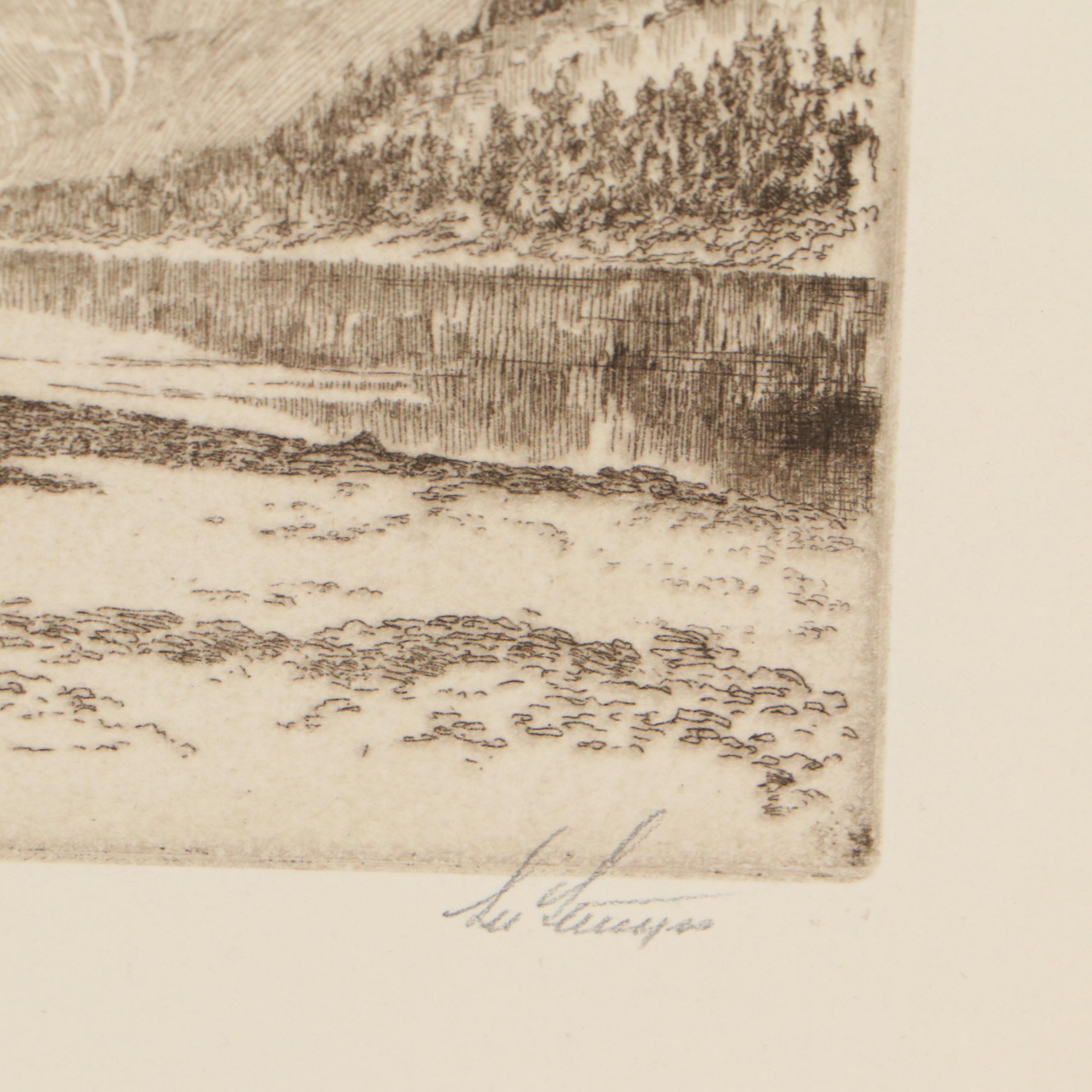 Lee Sturges Landscape Etchings Including "Fall Pasture," 1922