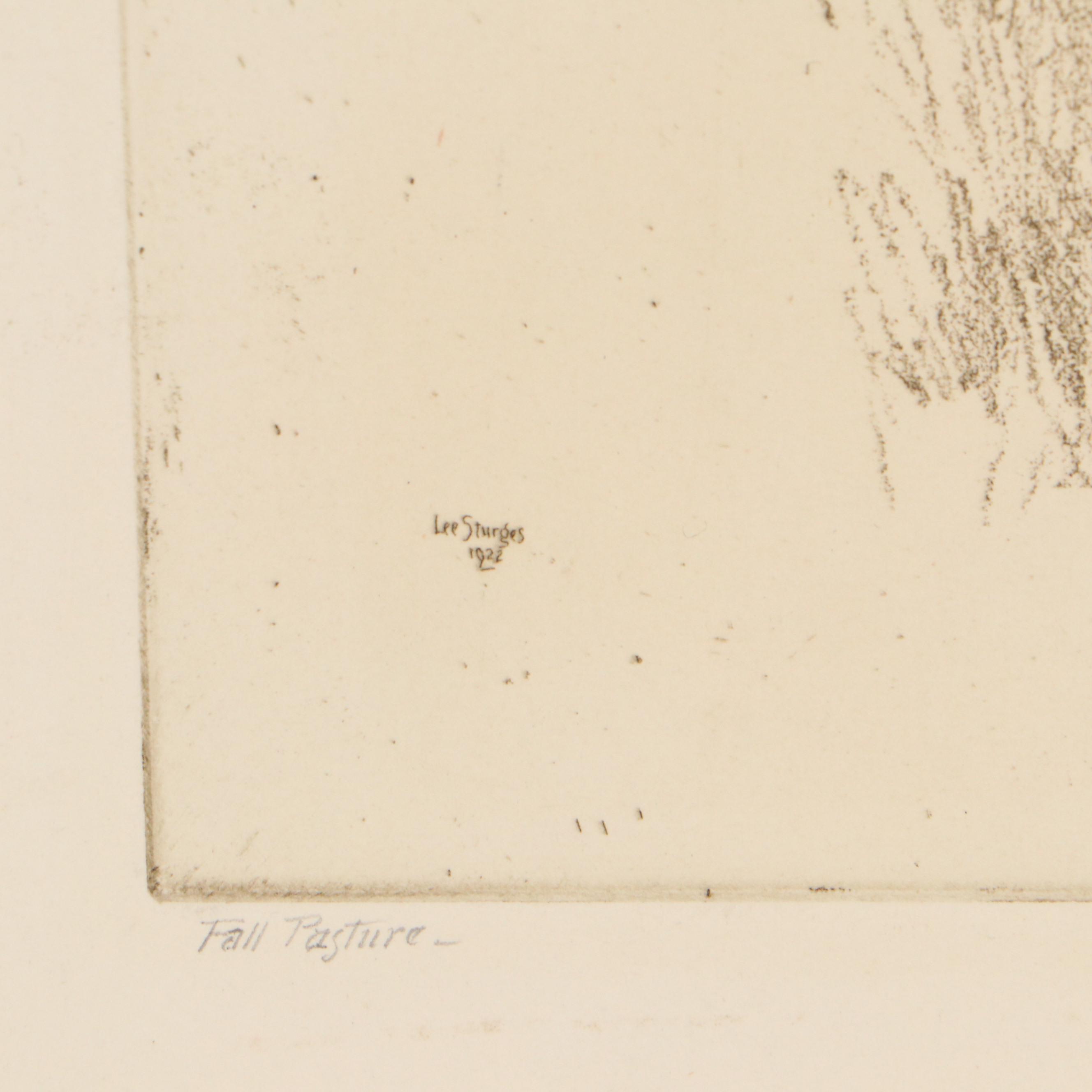 Lee Sturges Landscape Etchings Including "Fall Pasture," 1922