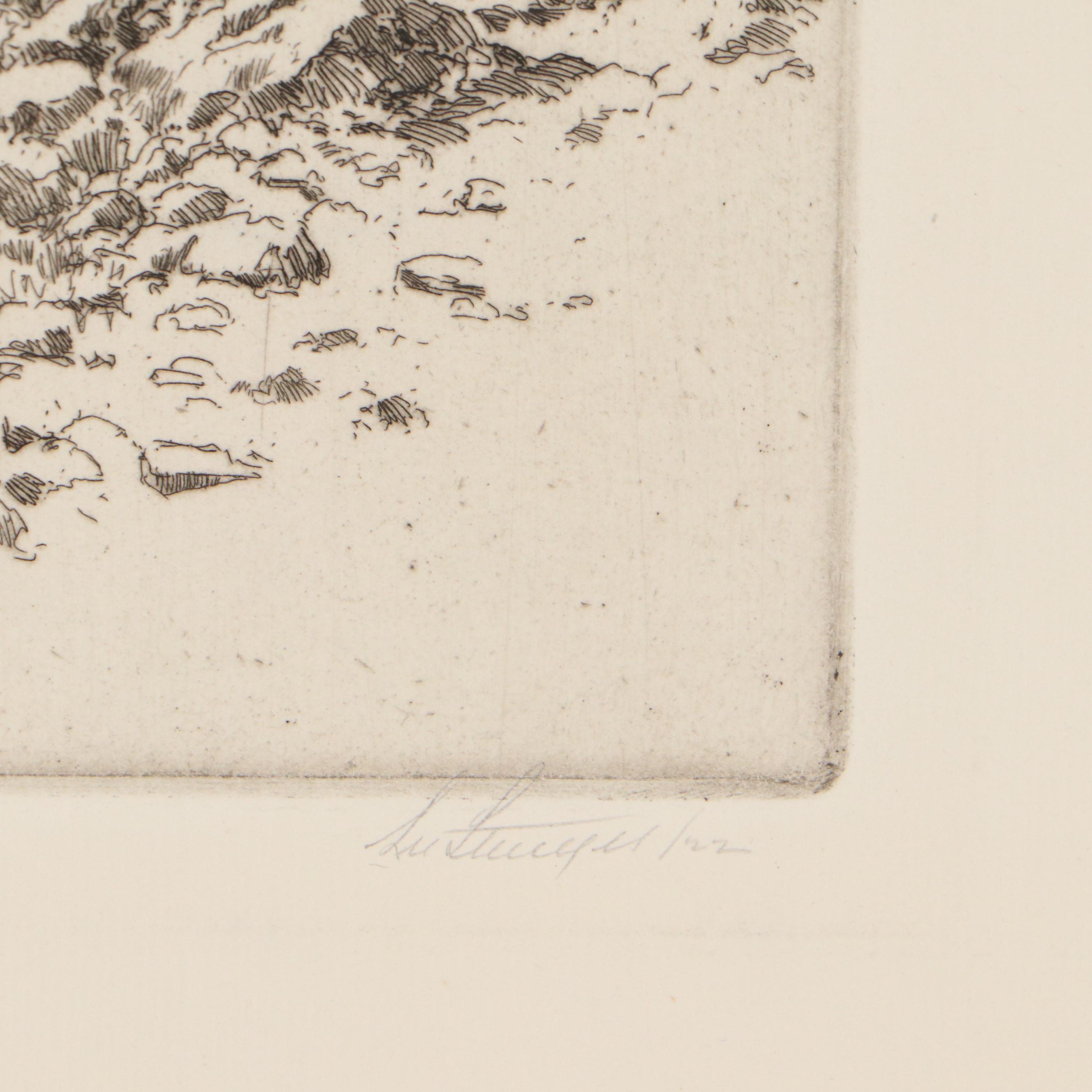 Lee Sturges Landscape Etchings Including "Fall Pasture," 1922