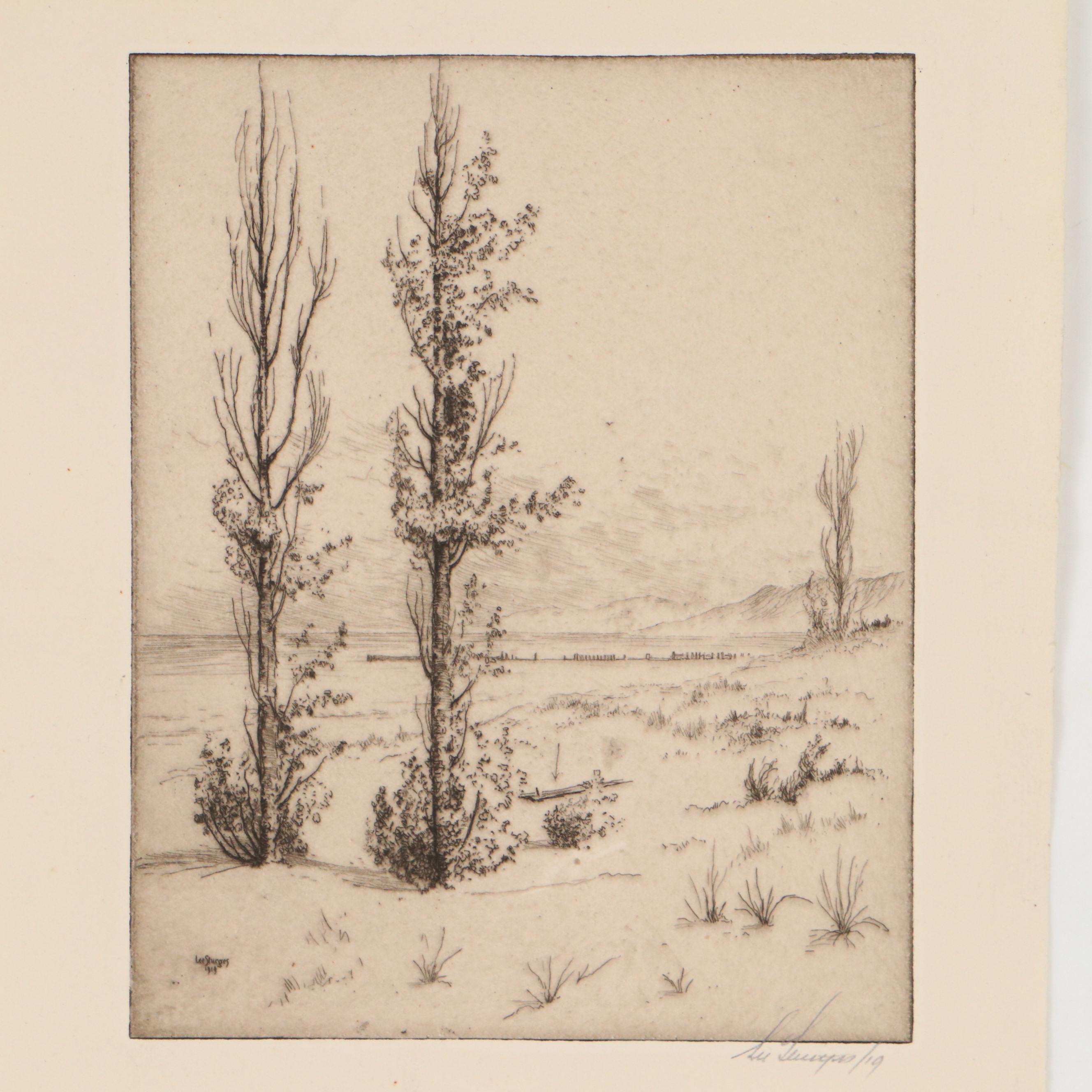 Lee Sturges Landscape Etchings Including "Fall Pasture," 1922