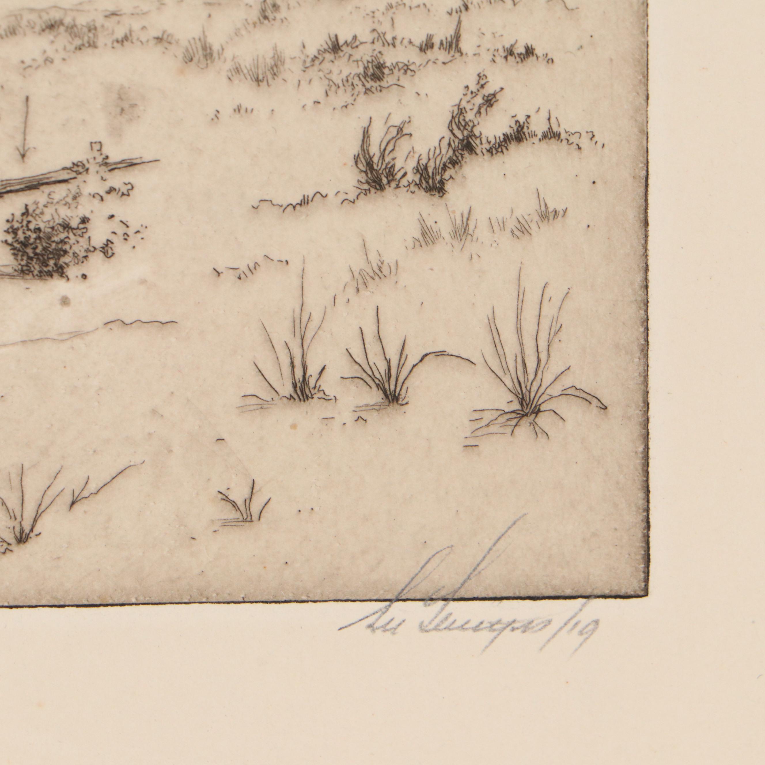 Lee Sturges Landscape Etchings Including "Fall Pasture," 1922