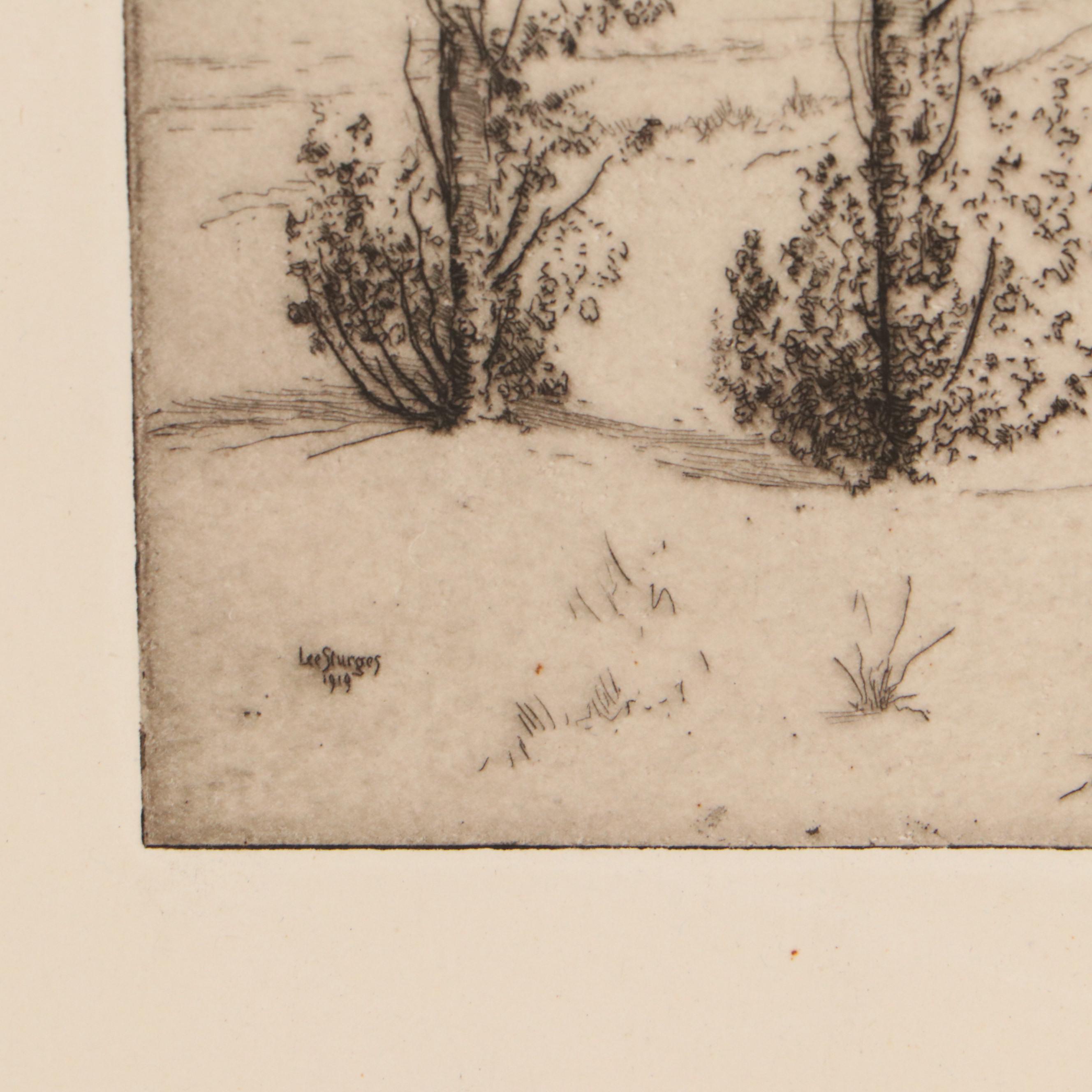 Lee Sturges Landscape Etchings Including "Fall Pasture," 1922