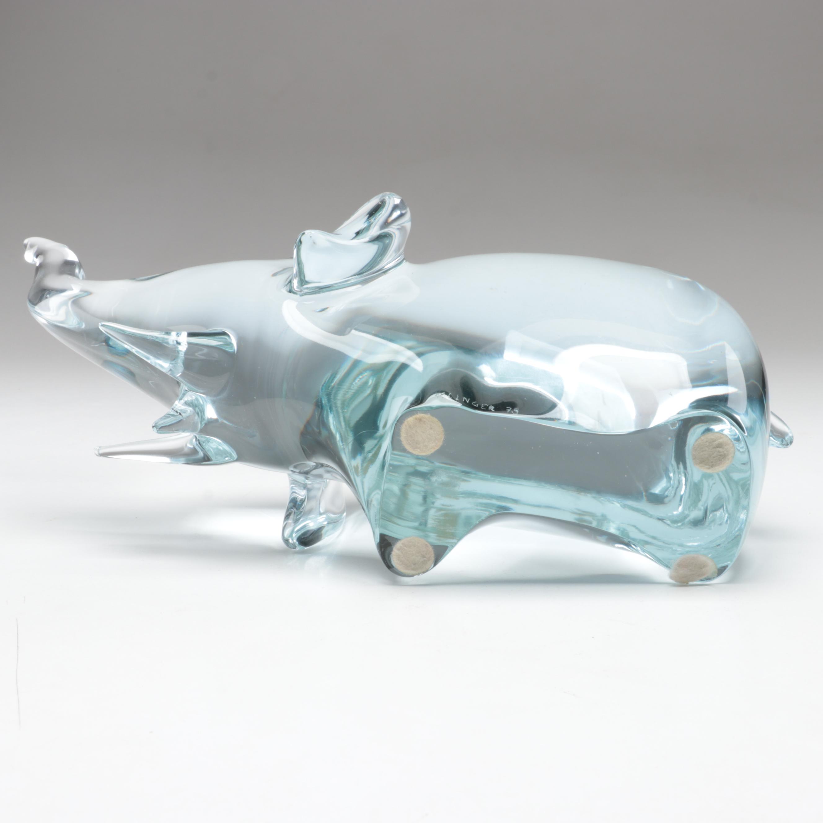 Miloslav Klinger for Železnobrodské Sklo Czech Art Glass Elephant Figurine 1975