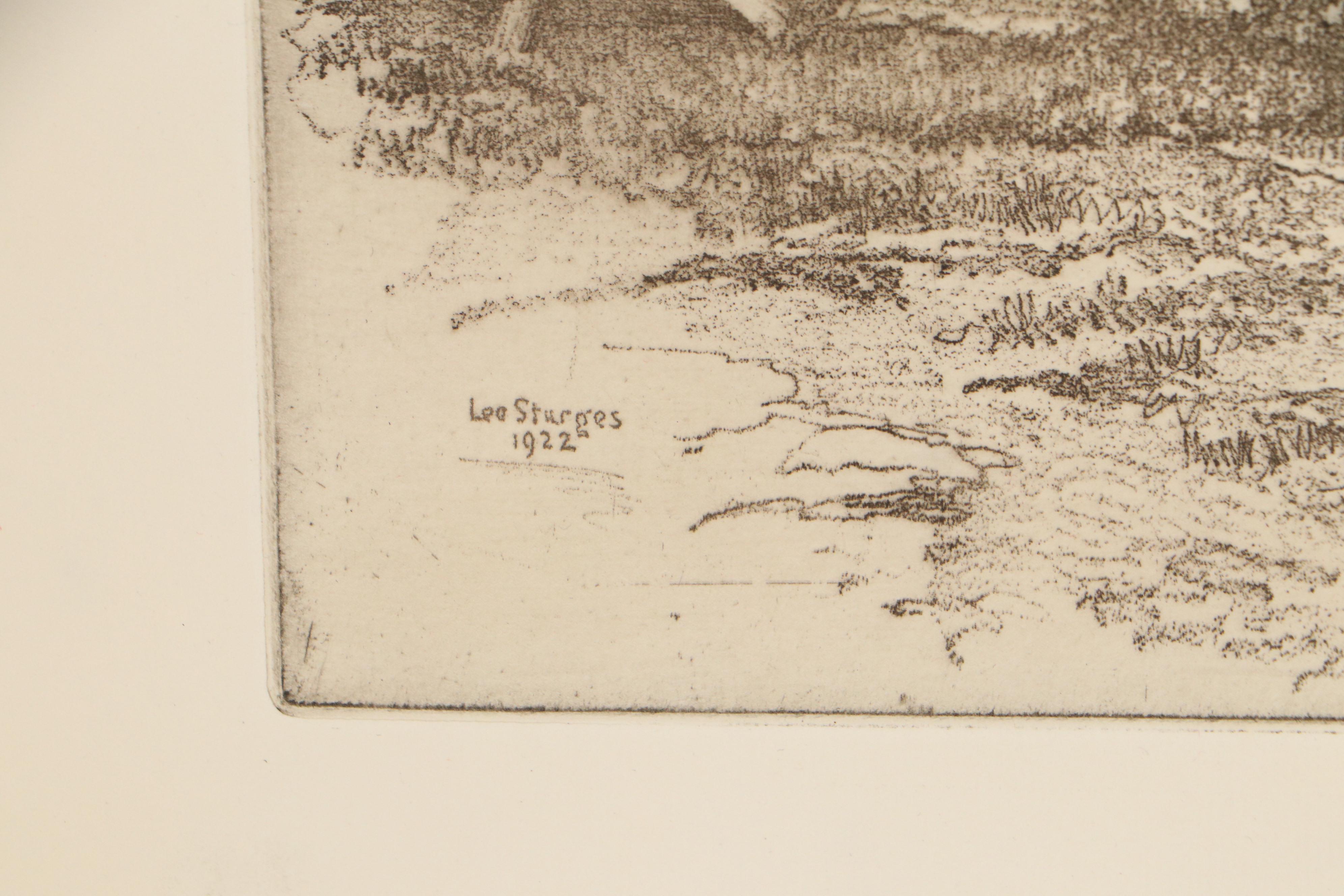 Lee Sturges Landscape Etchings Including "Eucalyptus Trees, California," 1921