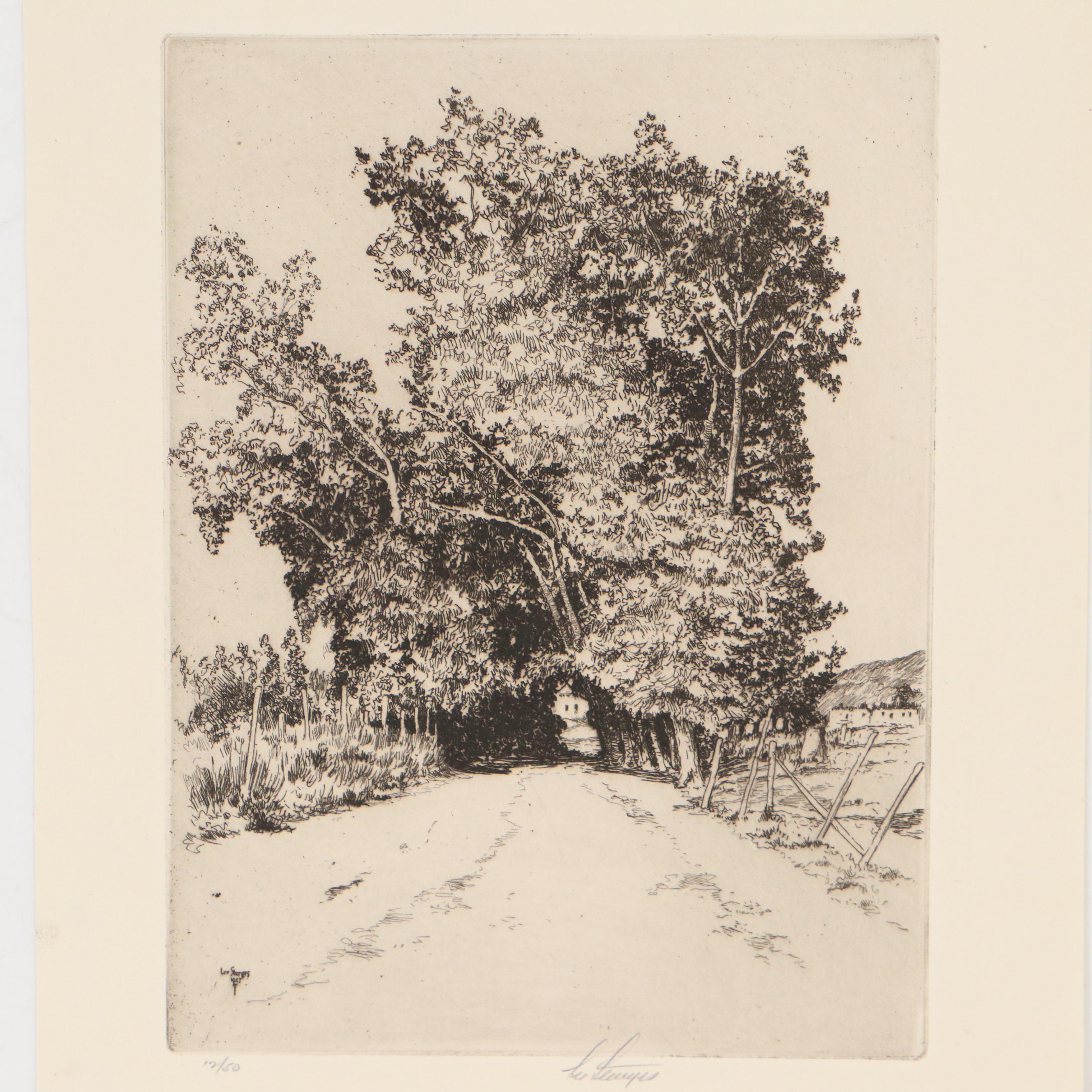 Lee Sturges Landscape Etchings Including "Eucalyptus Trees, California," 1921