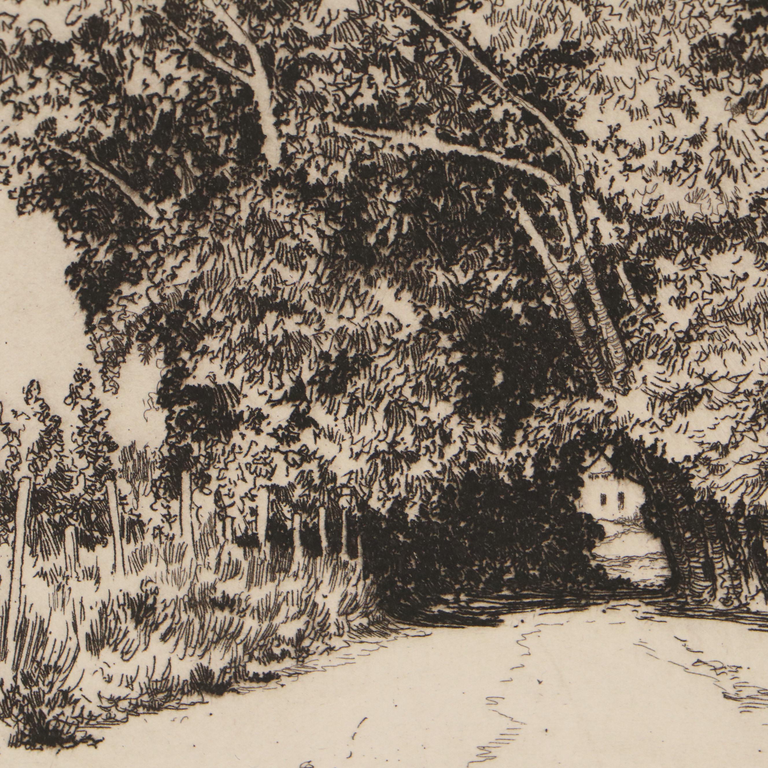 Lee Sturges Landscape Etchings Including "Eucalyptus Trees, California," 1921