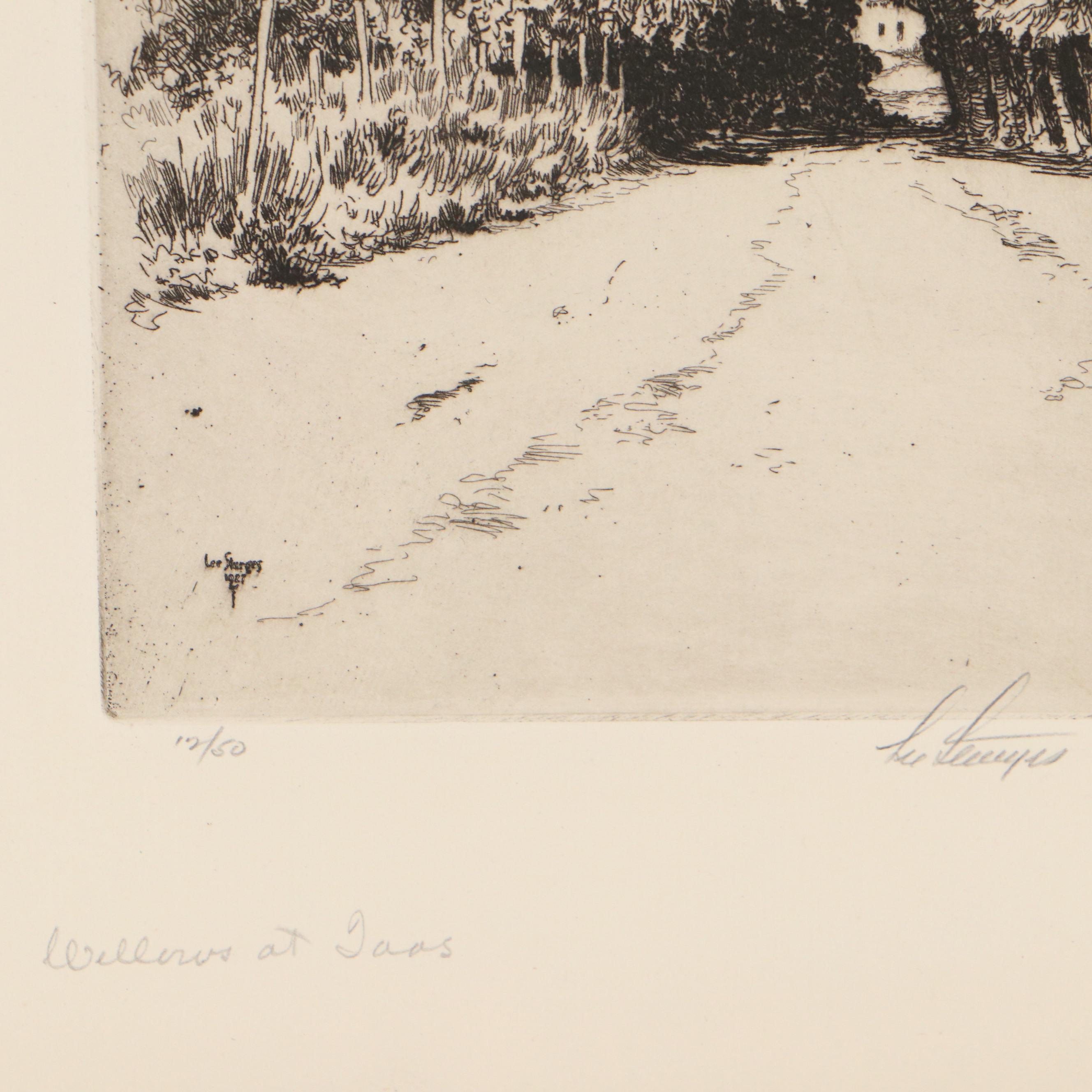 Lee Sturges Landscape Etchings Including "Eucalyptus Trees, California," 1921