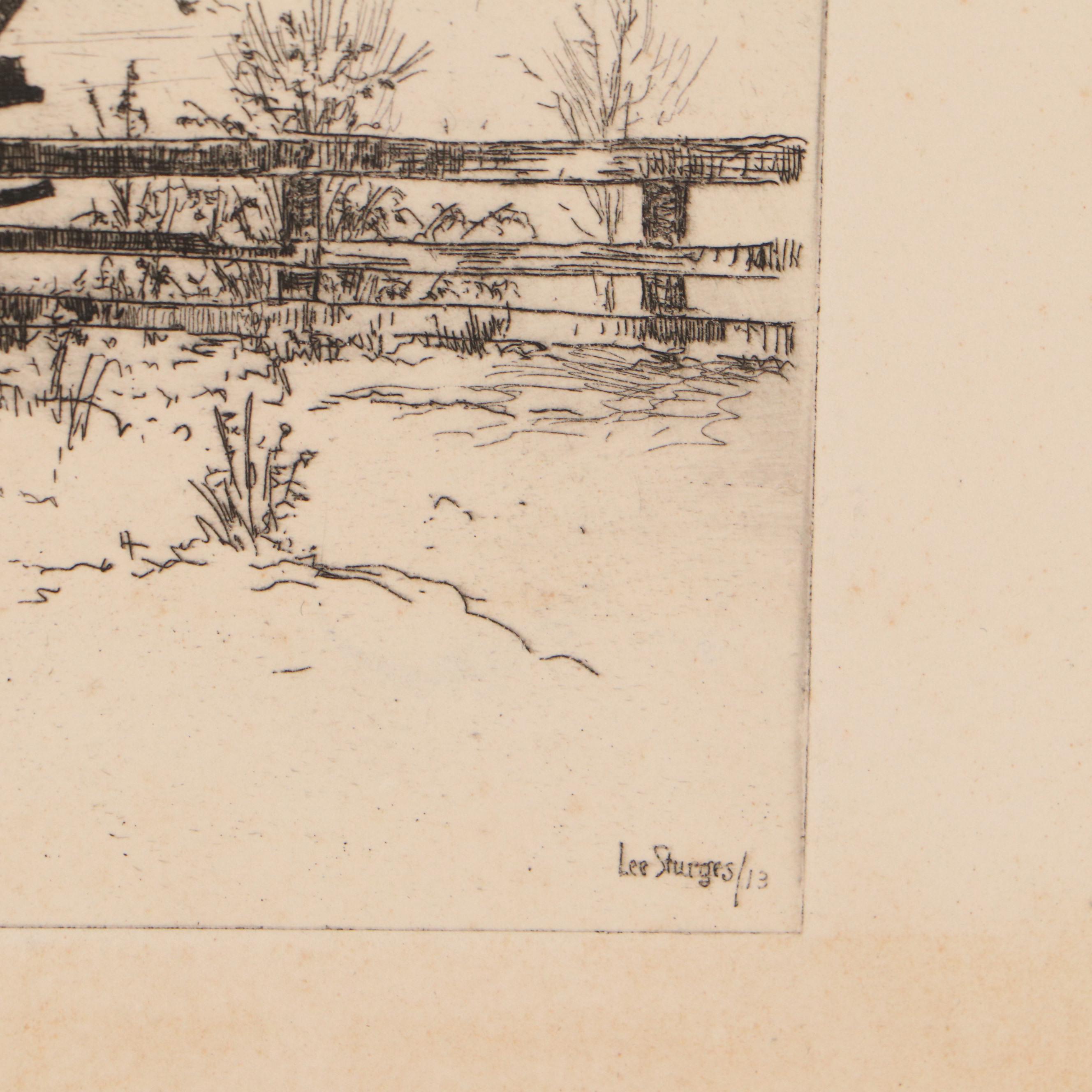 Lee Sturges Landscape Etchings Including "Eucalyptus Trees, California," 1921