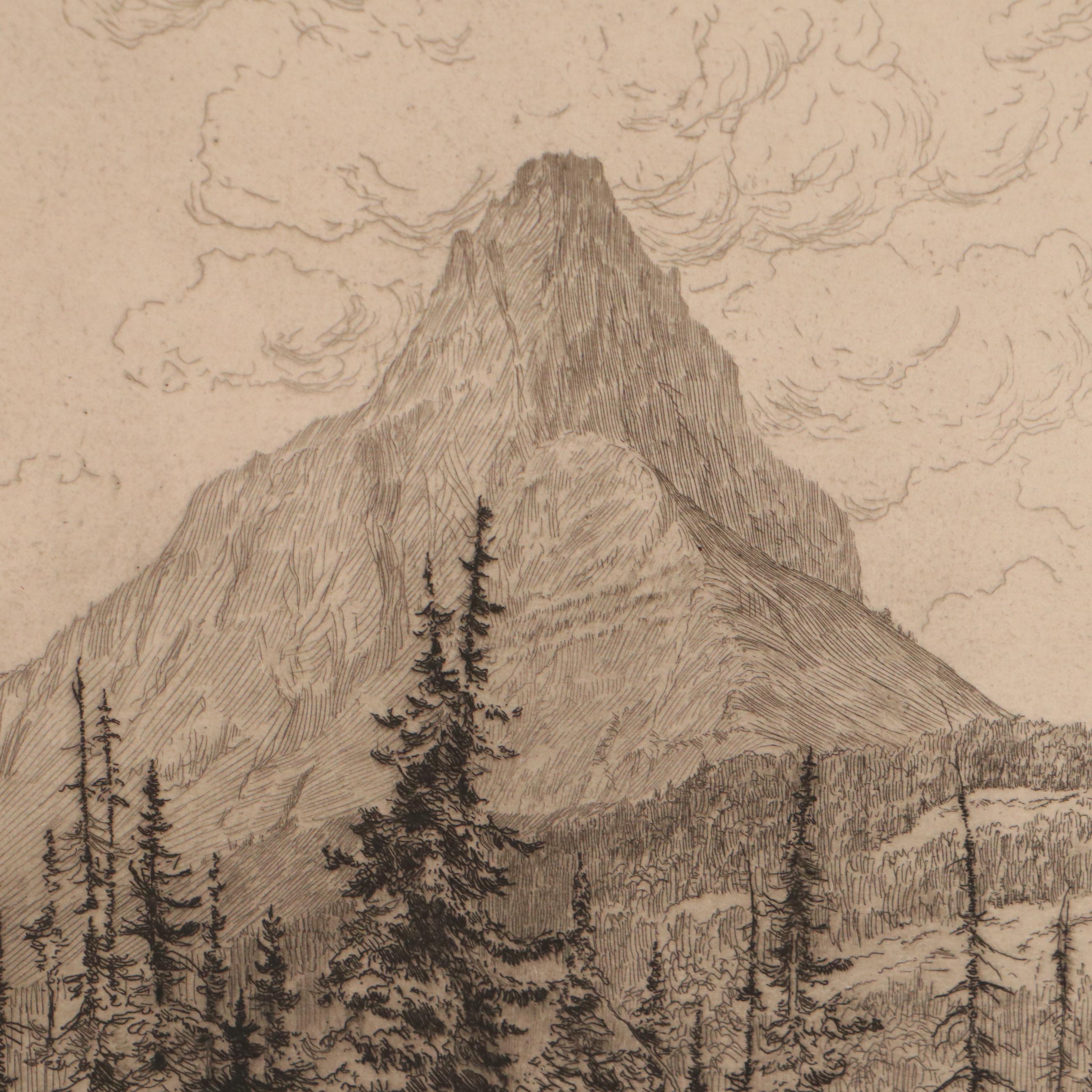 Lee Sturges Landscape Etchings Including "Shadow on Mountain," 1925