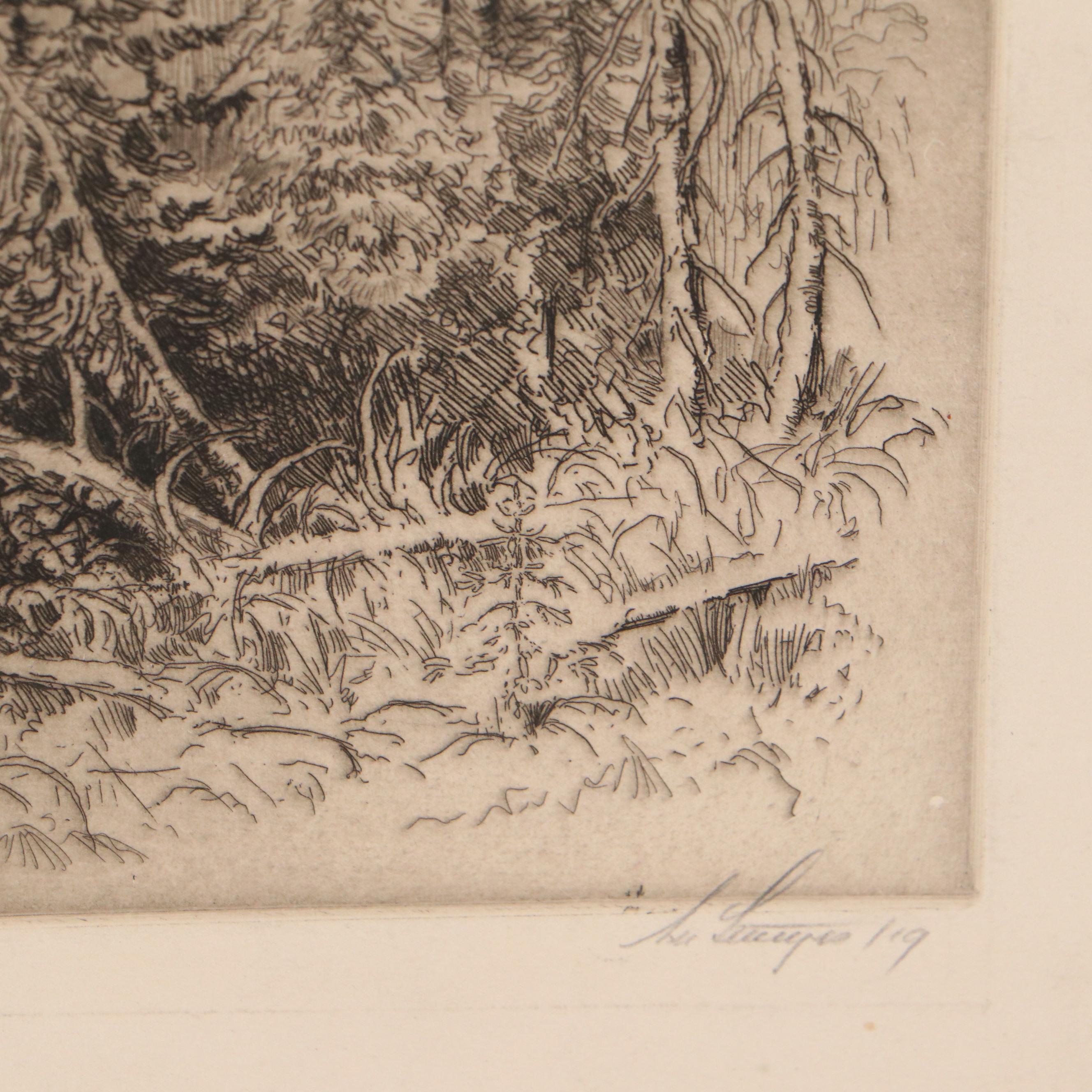 Lee Sturges Landscape Etchings Including "Shadow on Mountain," 1925