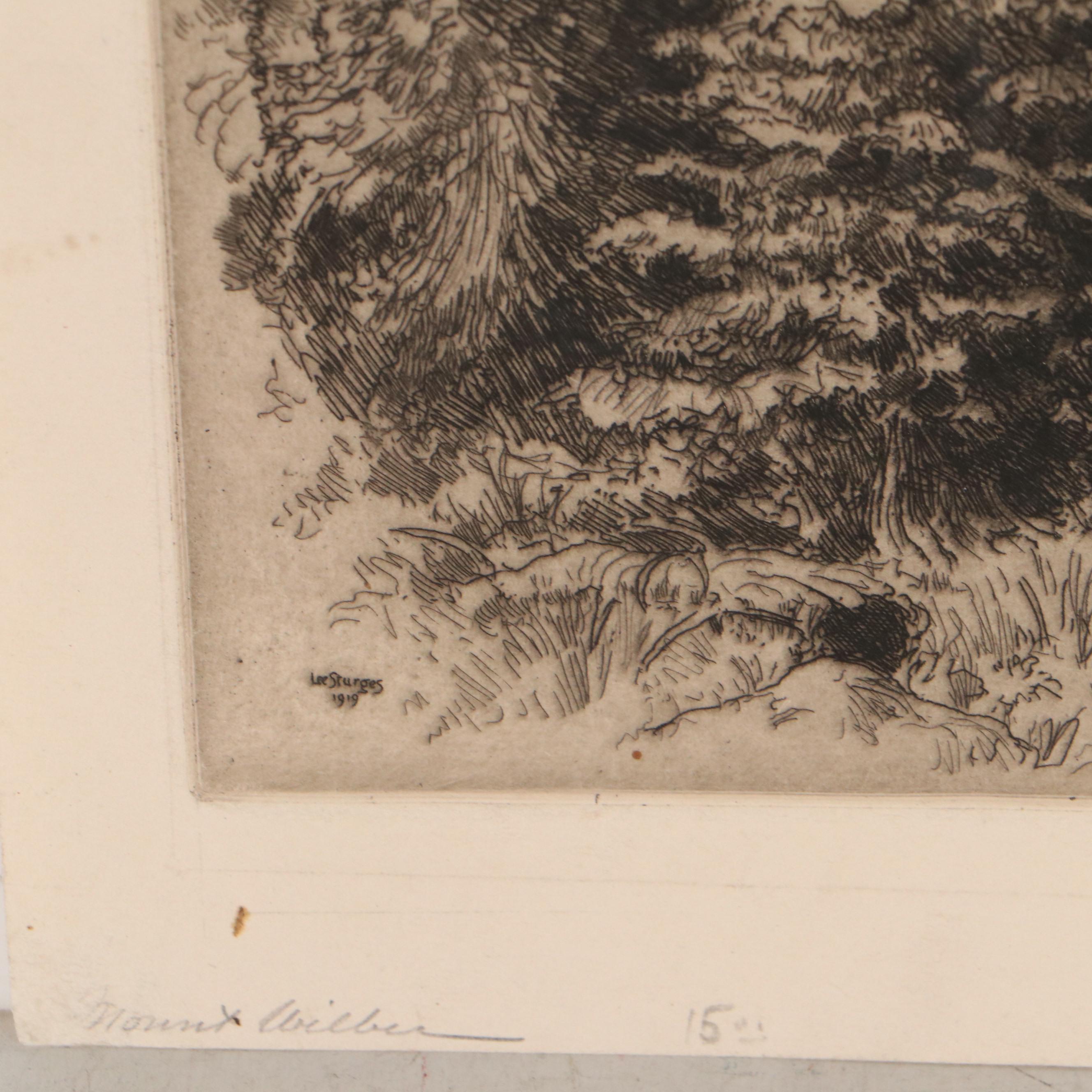 Lee Sturges Landscape Etchings Including "Shadow on Mountain," 1925