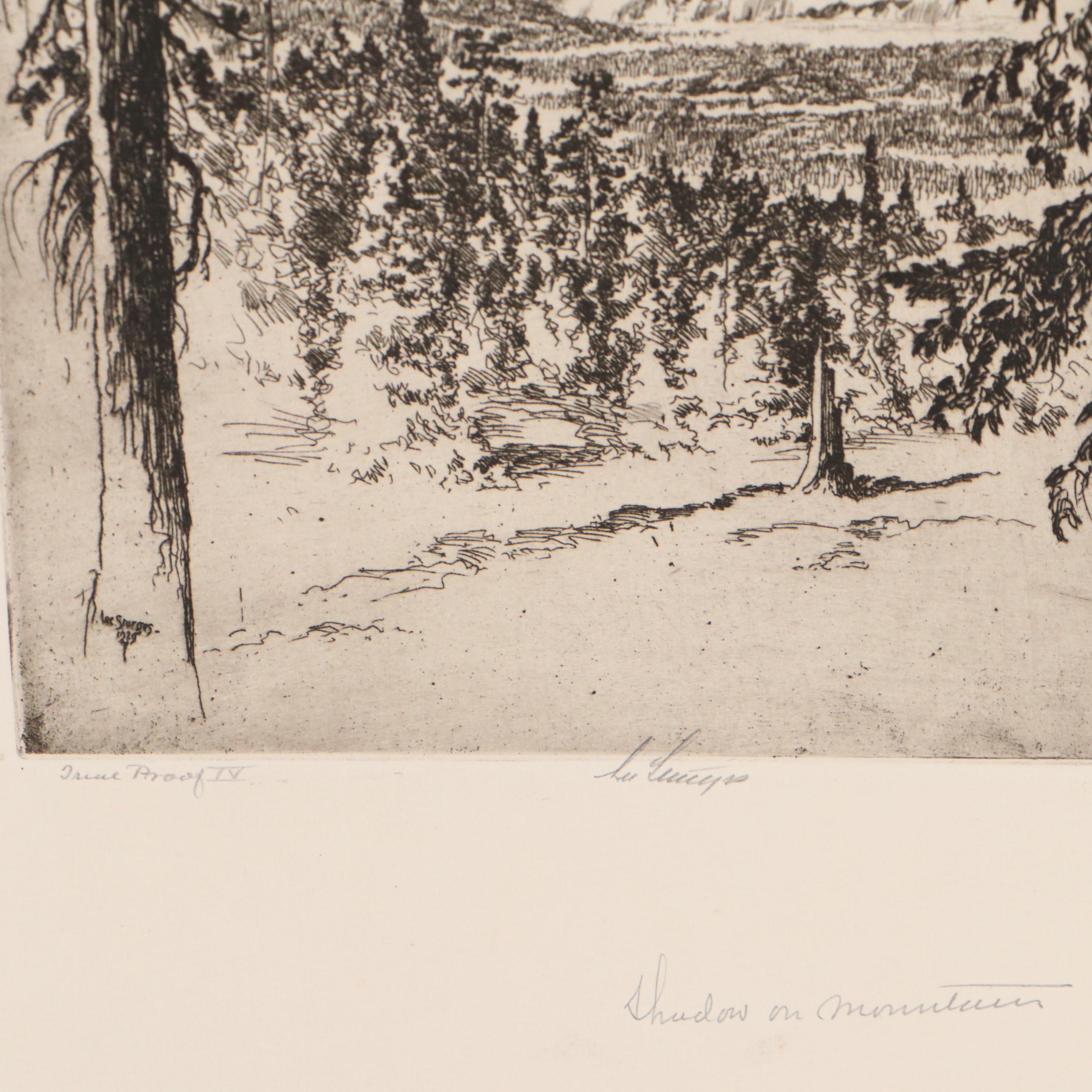 Lee Sturges Landscape Etchings Including "Shadow on Mountain," 1925