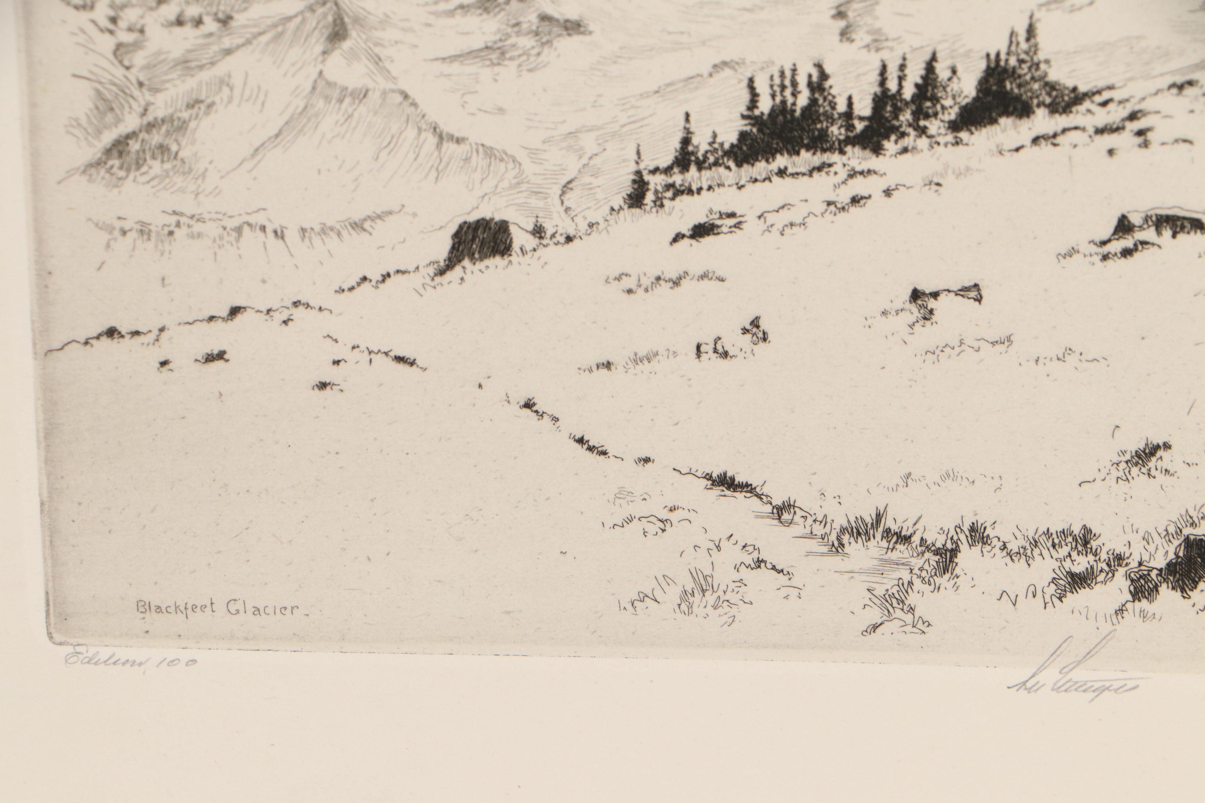 Lee Sturges Landscape Etchings Including "Shadow on Mountain," 1925