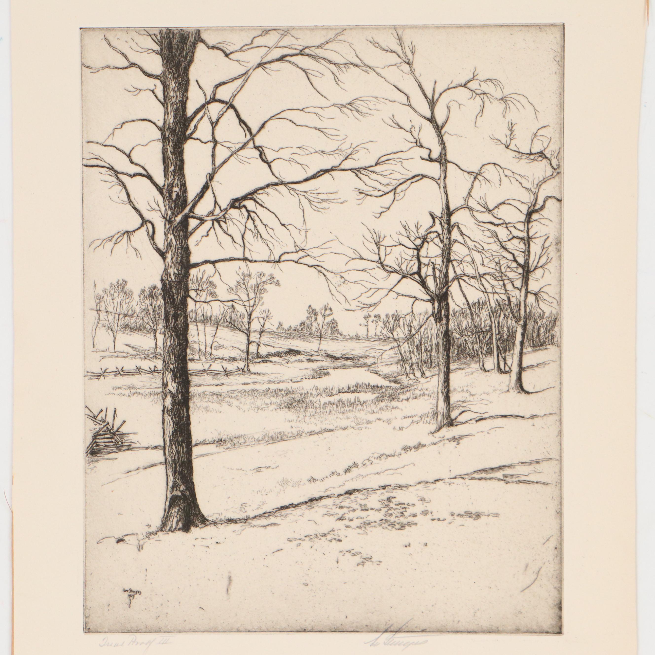 Lee Sturges Etchings Including "Springtime in the Bluegrass Country," 1929