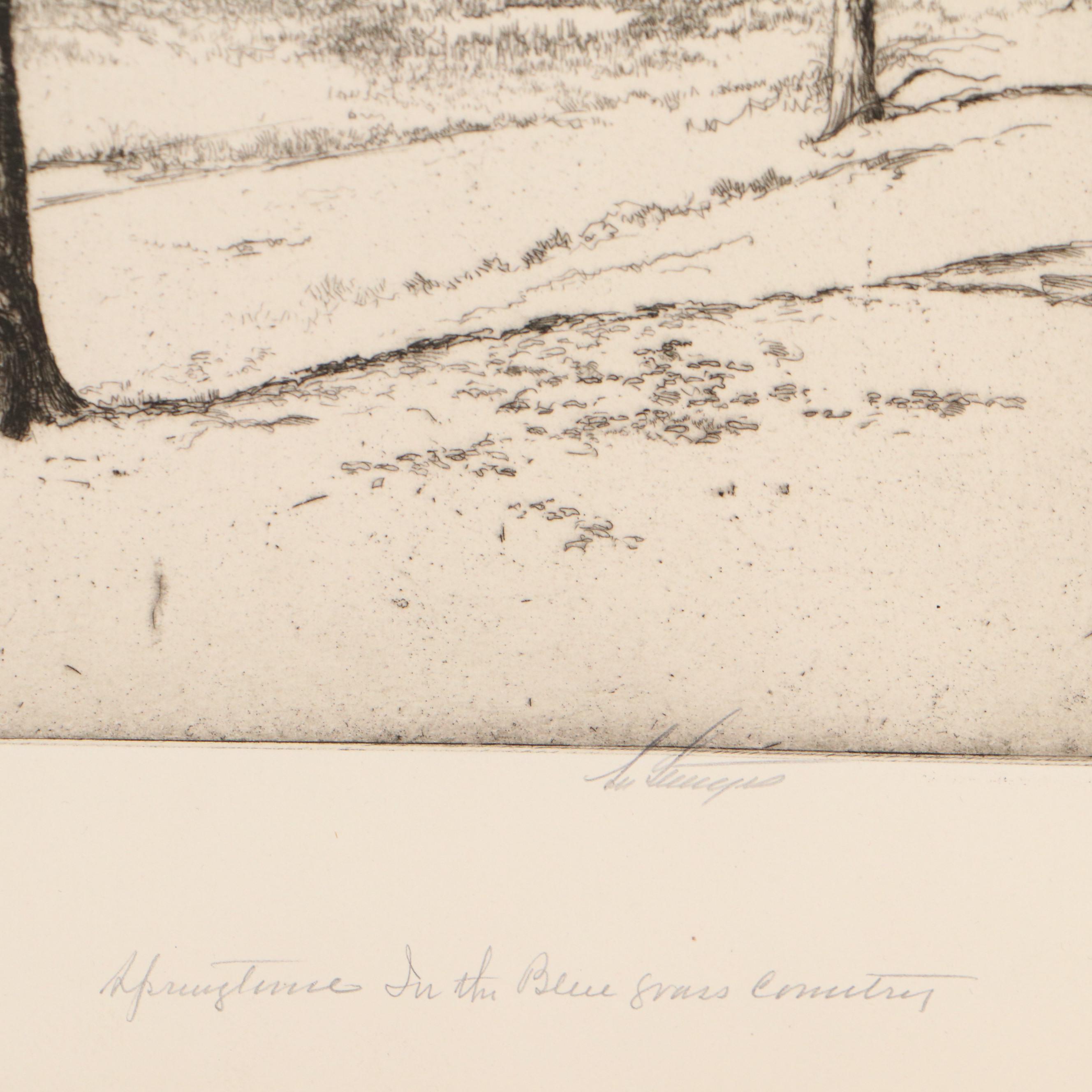 Lee Sturges Etchings Including "Springtime in the Bluegrass Country," 1929