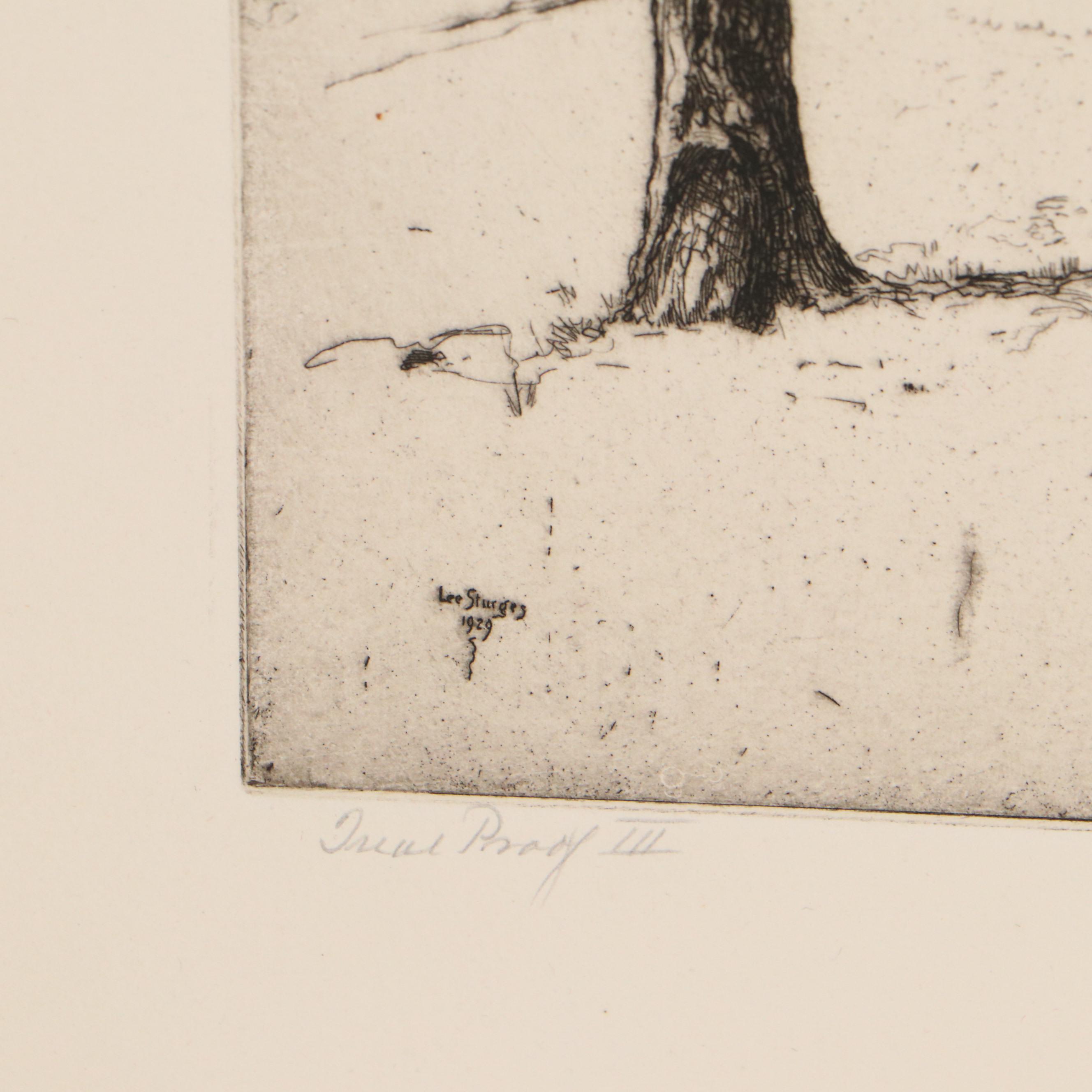 Lee Sturges Etchings Including "Springtime in the Bluegrass Country," 1929