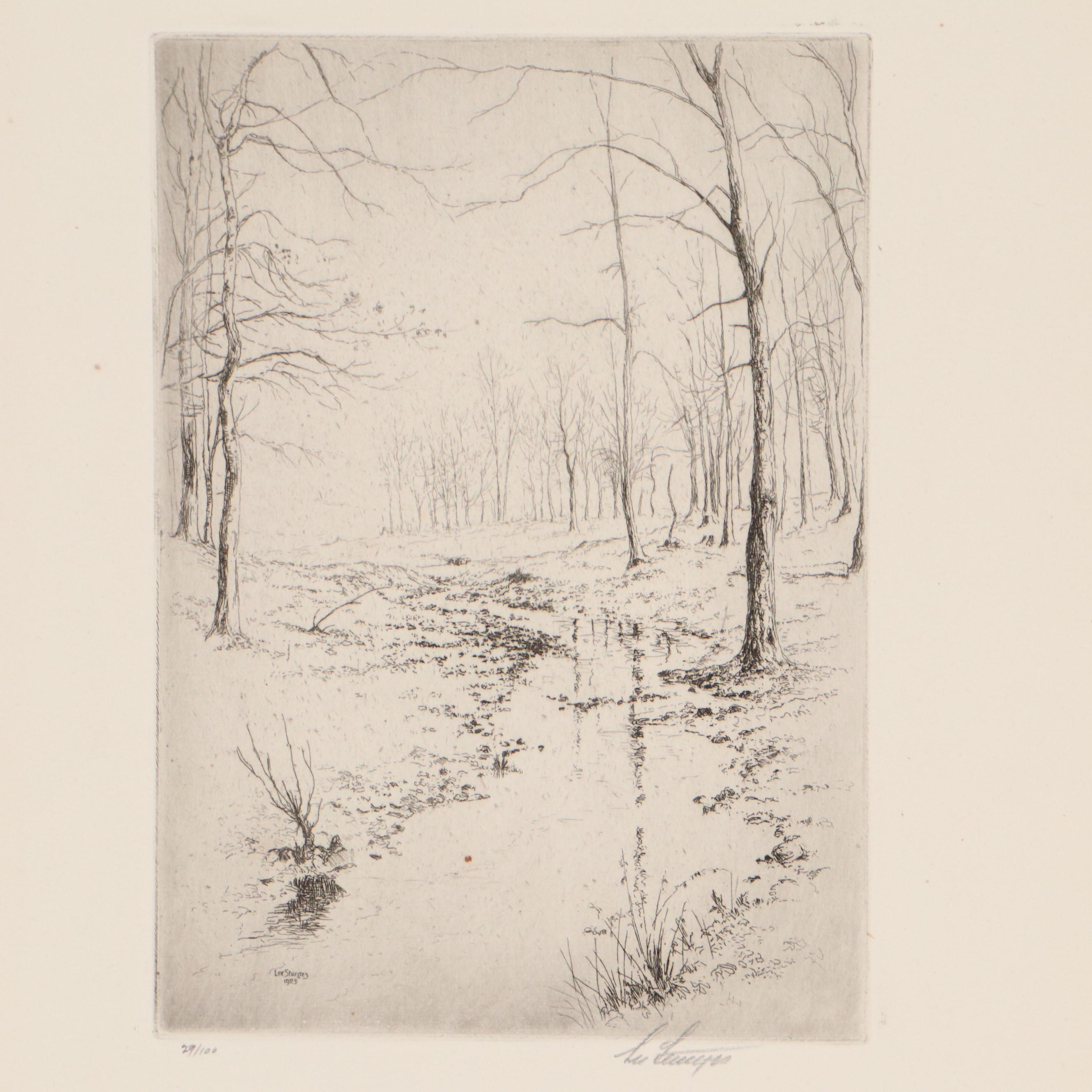 Lee Sturges Etchings Including "Springtime in the Bluegrass Country," 1929