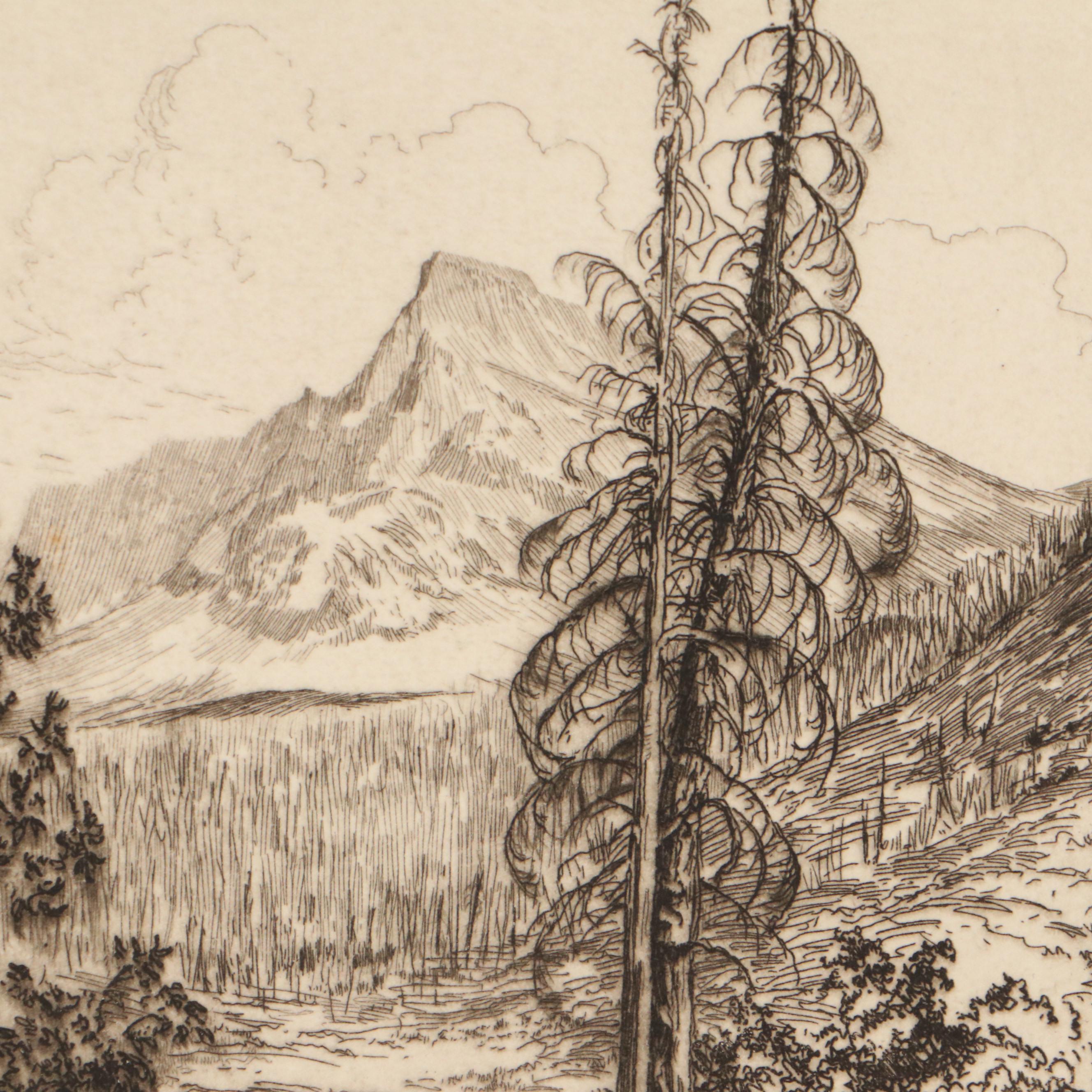 Lee Sturges Landscape Etchings Including "Avalanche Basin, Glacier Park," 1923