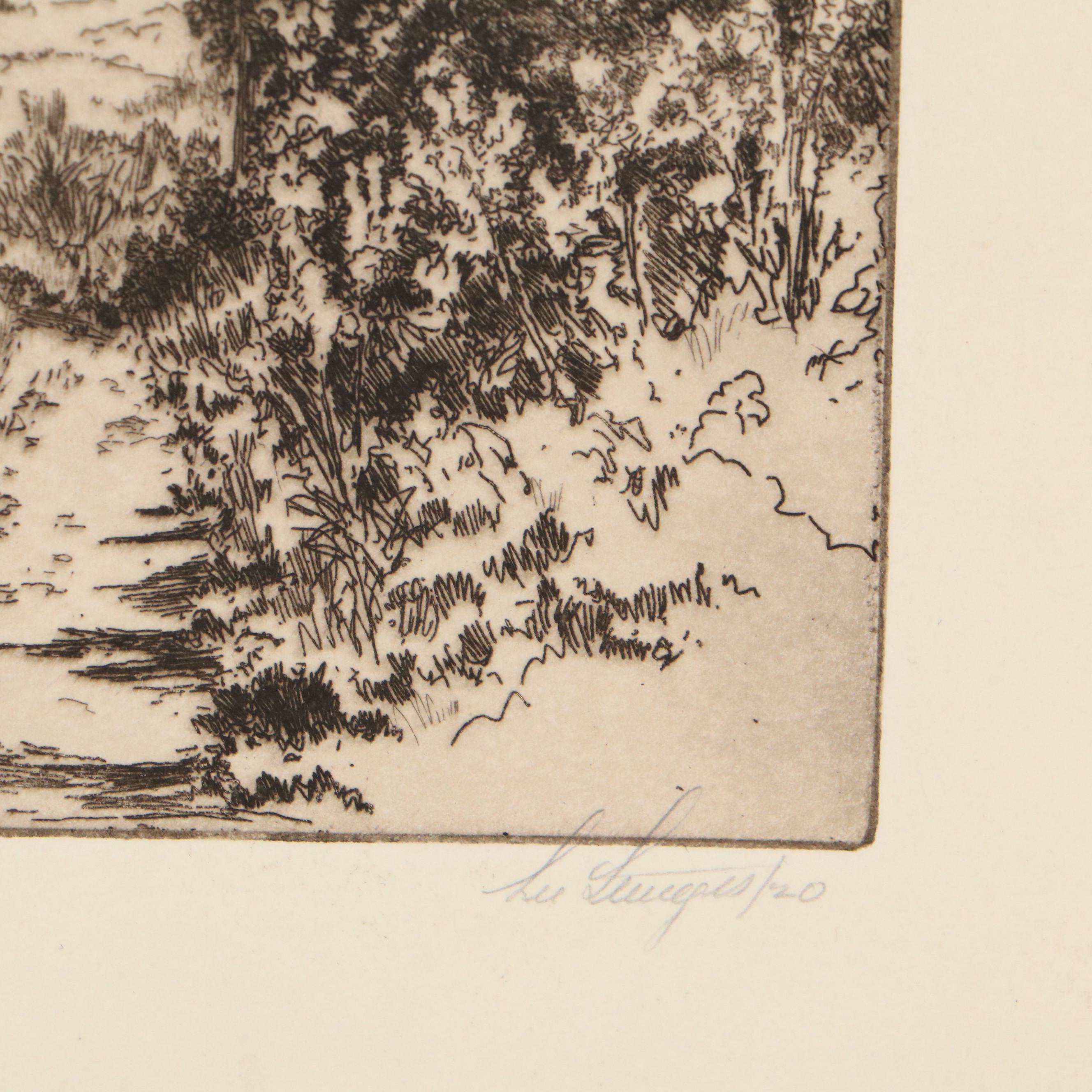 Lee Sturges Landscape Etchings Including "Avalanche Basin, Glacier Park," 1923
