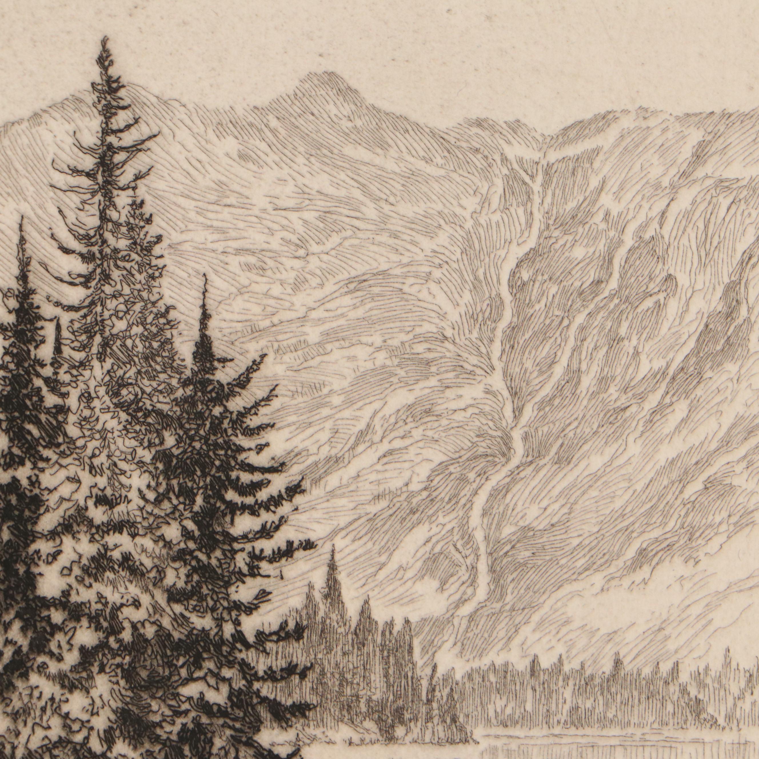 Lee Sturges Landscape Etchings Including "Avalanche Basin, Glacier Park," 1923