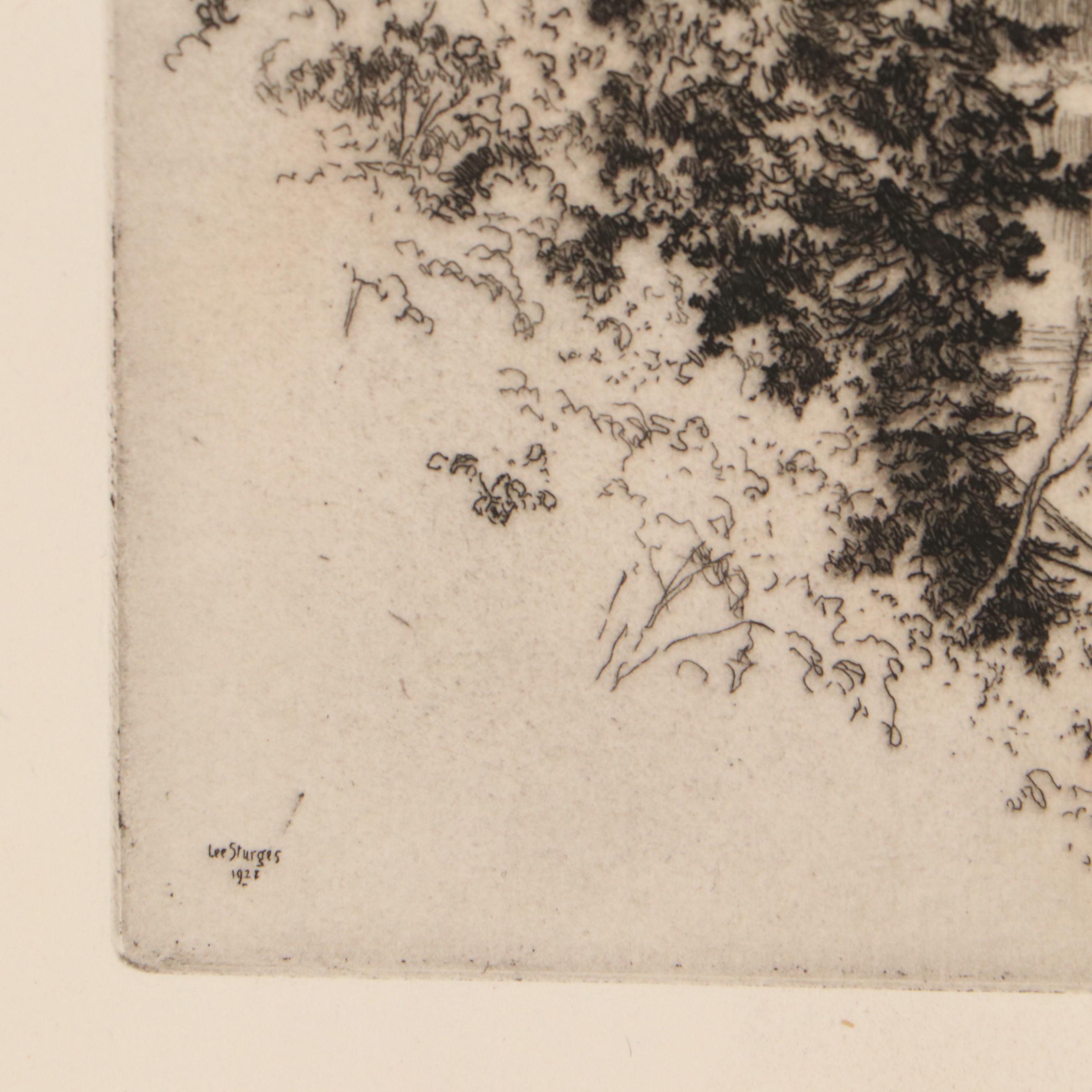 Lee Sturges Landscape Etchings Including "Avalanche Basin, Glacier Park," 1923