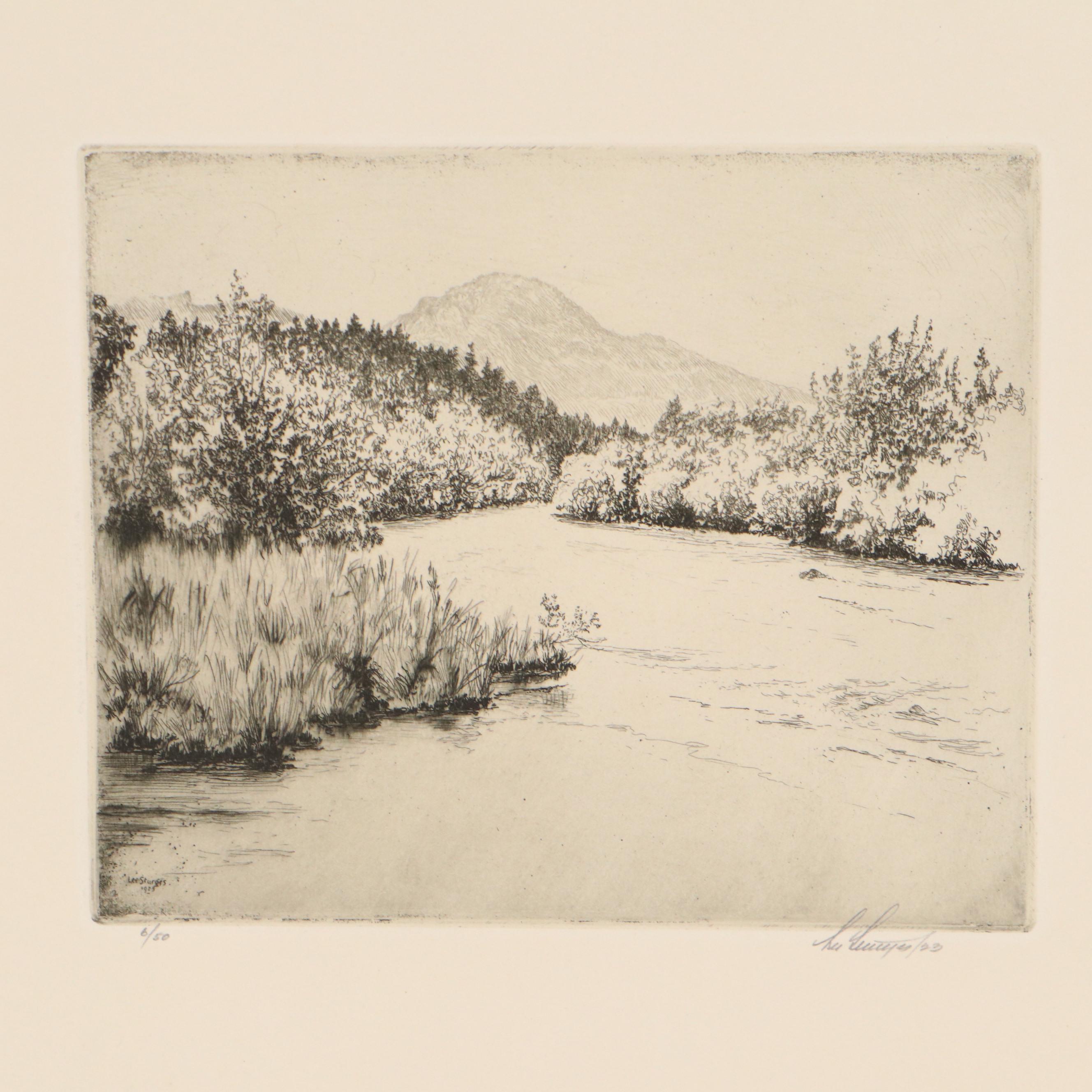 Lee Sturges Landscape Etchings Including "Avalanche Basin, Glacier Park," 1923
