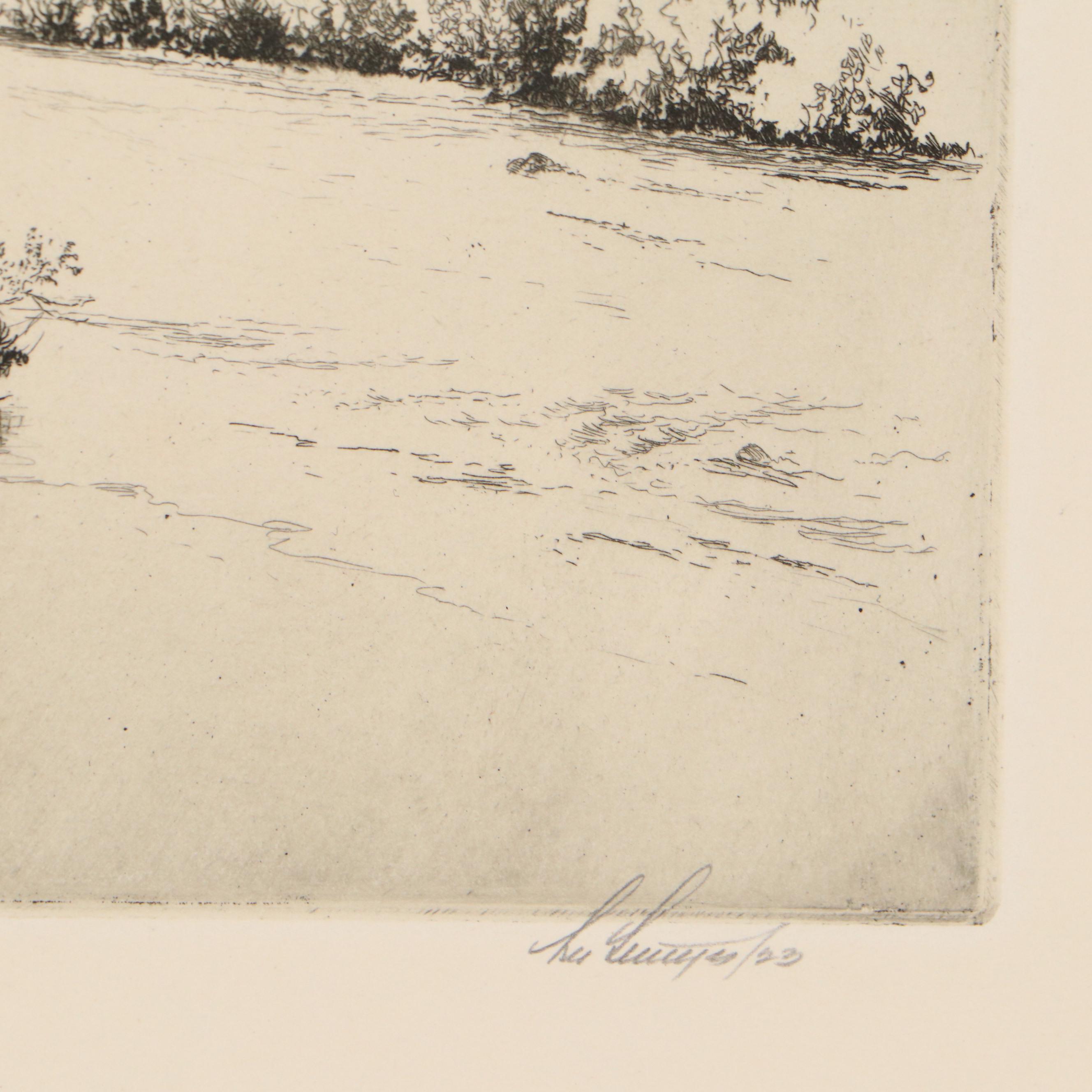 Lee Sturges Landscape Etchings Including "Avalanche Basin, Glacier Park," 1923