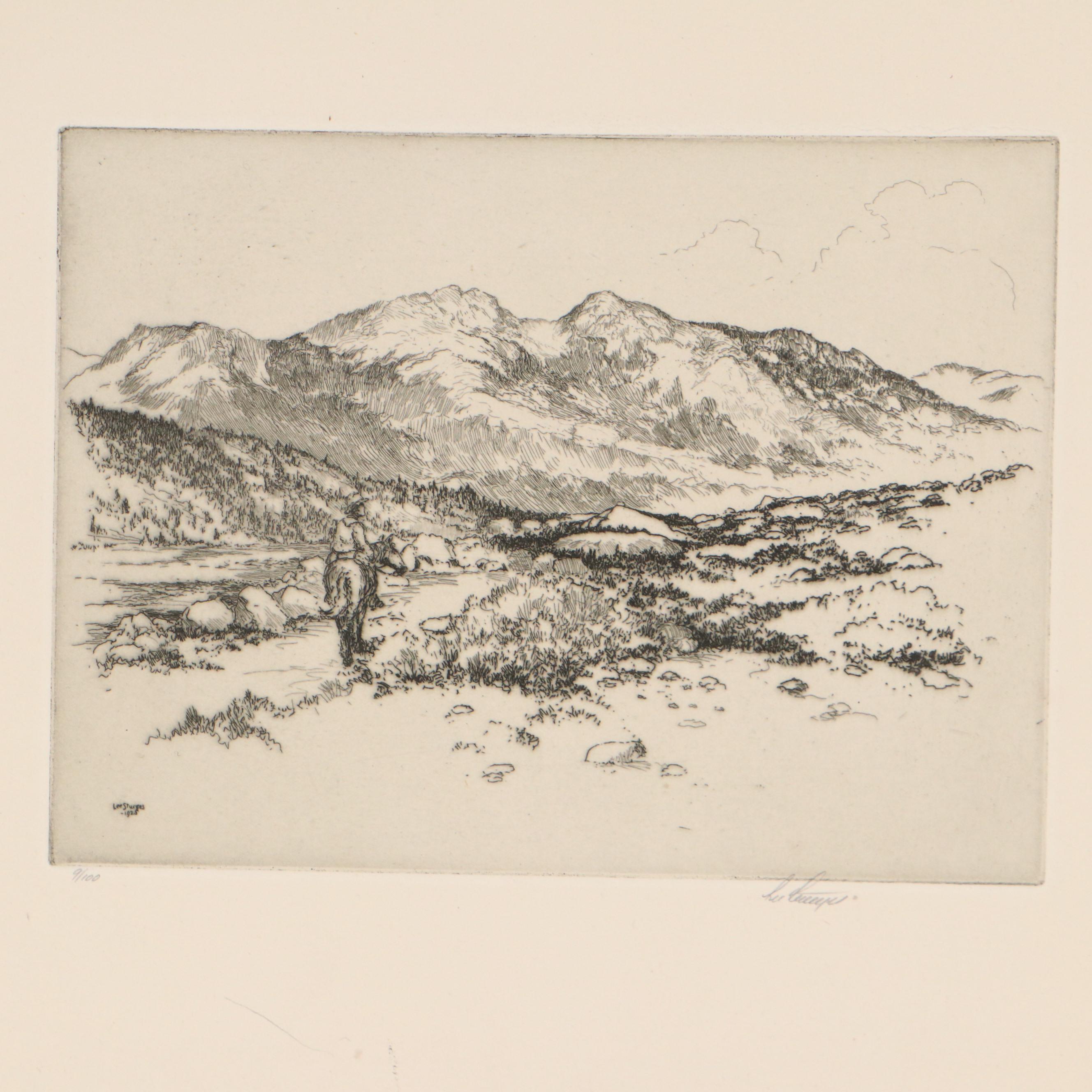 Lee Sturges Landscape Etchings Including "Keystone Canyon, Alaska," 1925