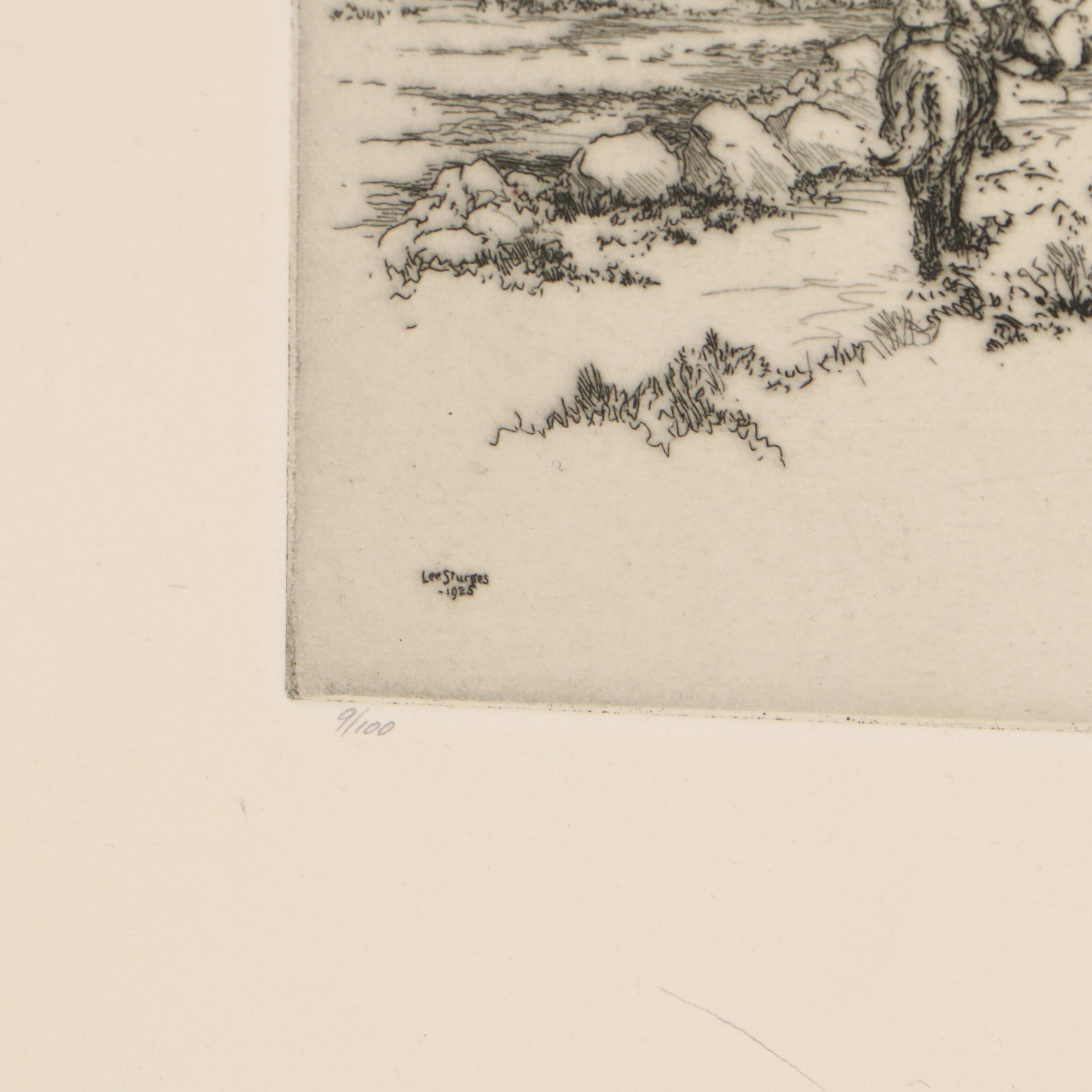 Lee Sturges Landscape Etchings Including "Keystone Canyon, Alaska," 1925
