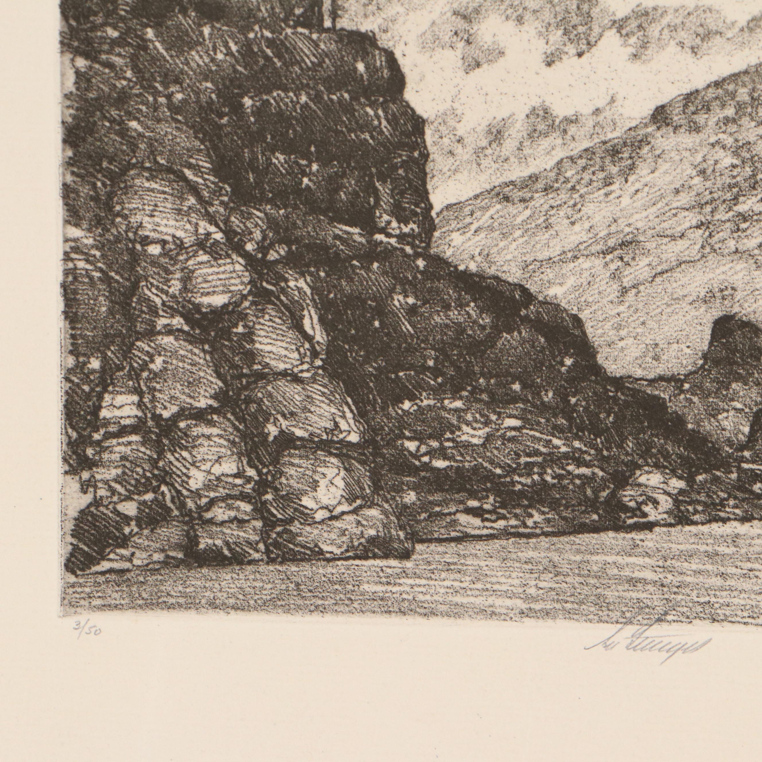 Lee Sturges Landscape Etchings Including "Keystone Canyon, Alaska," 1925
