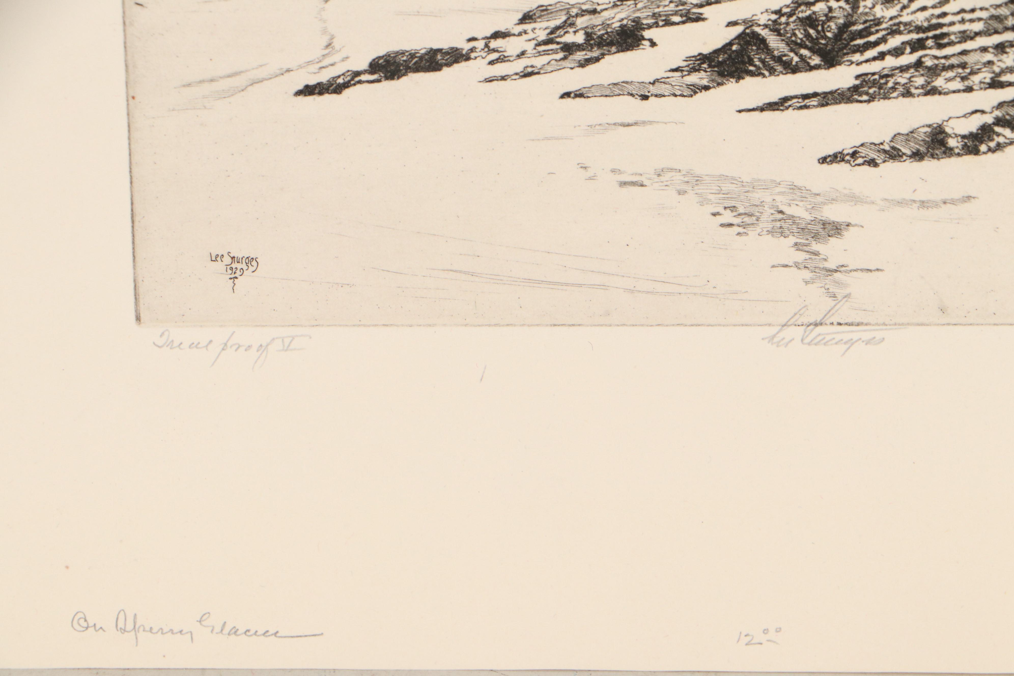 Lee Sturges Landscape Etchings Including "Keystone Canyon, Alaska," 1925