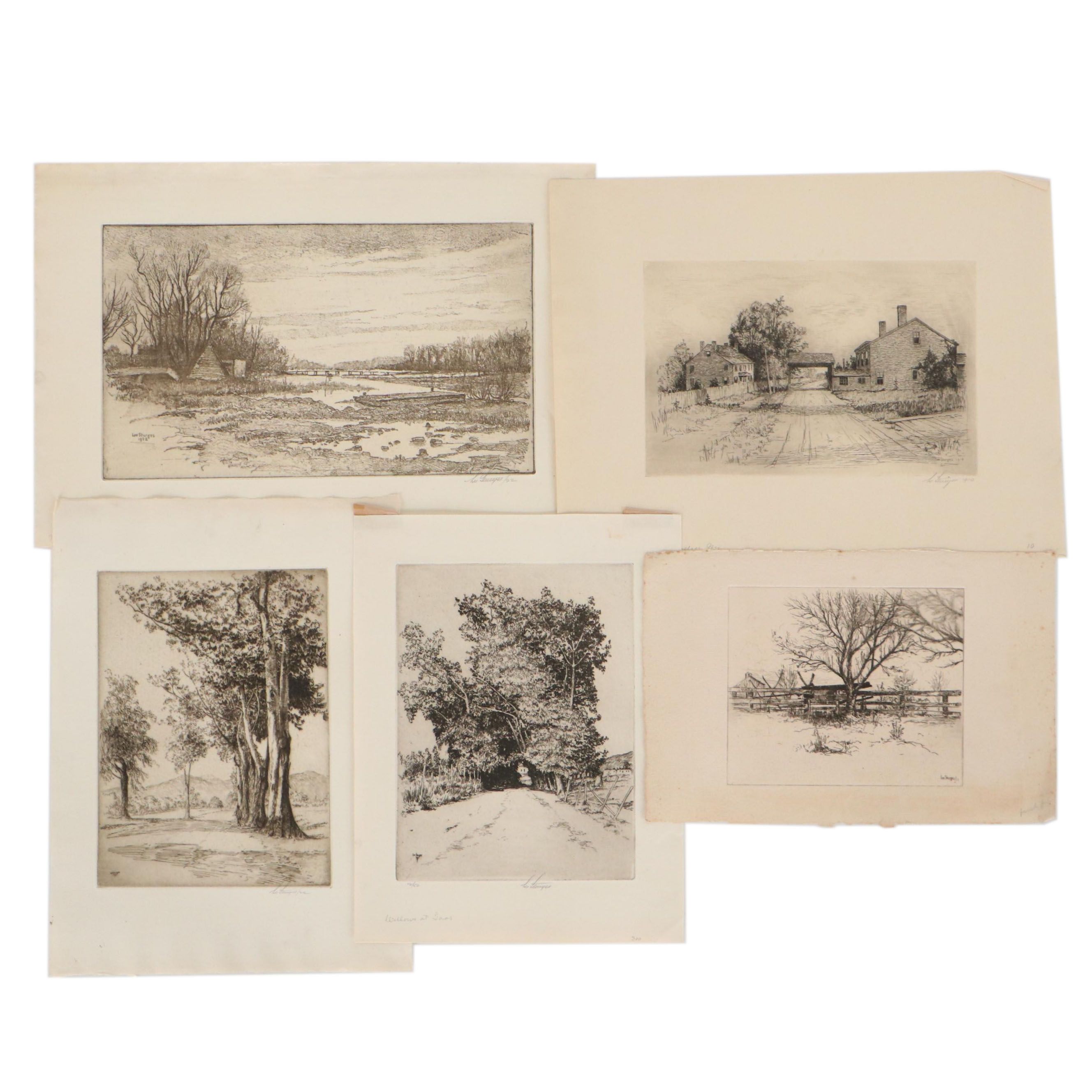 Lee Sturges Landscape Etchings Including "Eucalyptus Trees, California," 1921