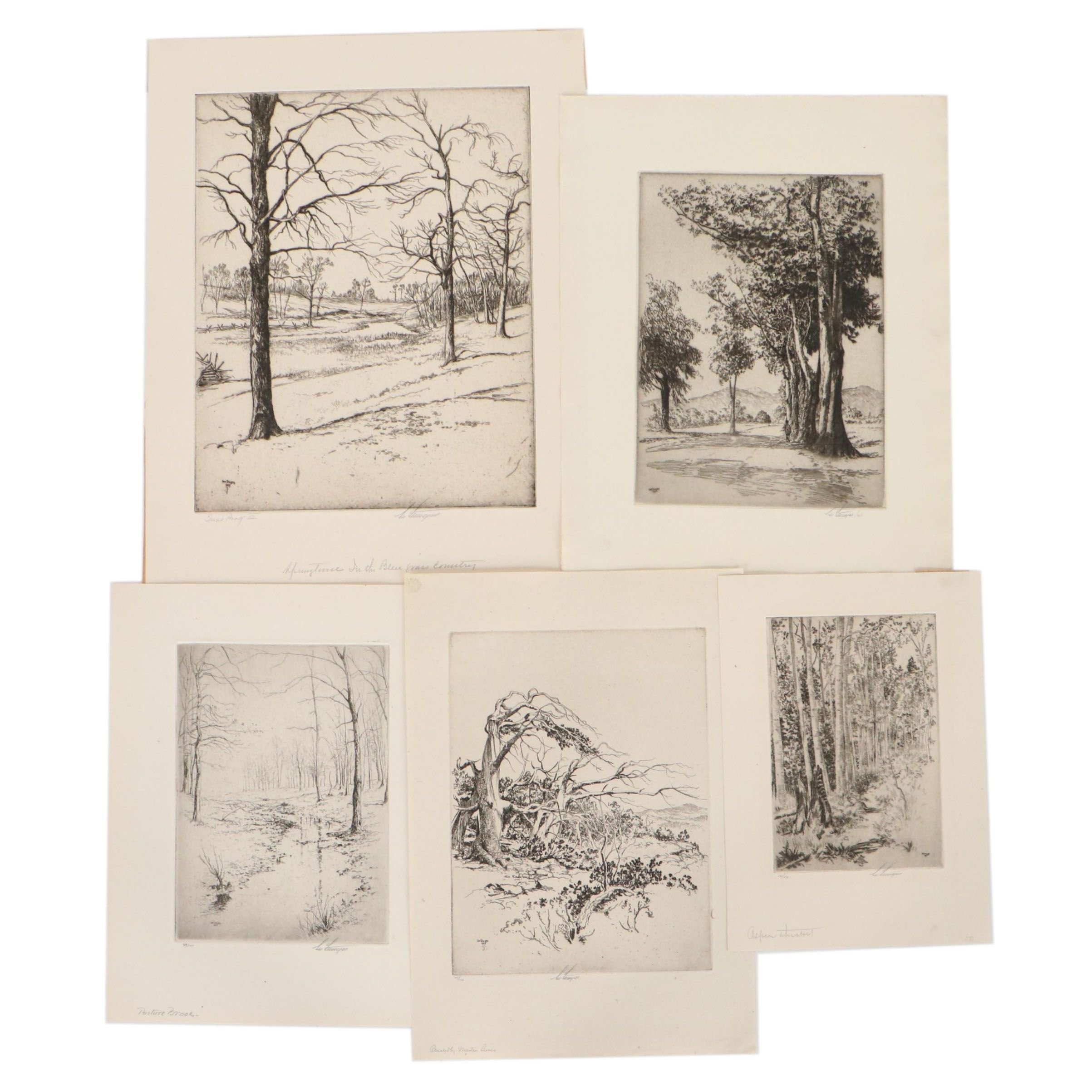 Lee Sturges Etchings Including "Springtime in the Bluegrass Country," 1929