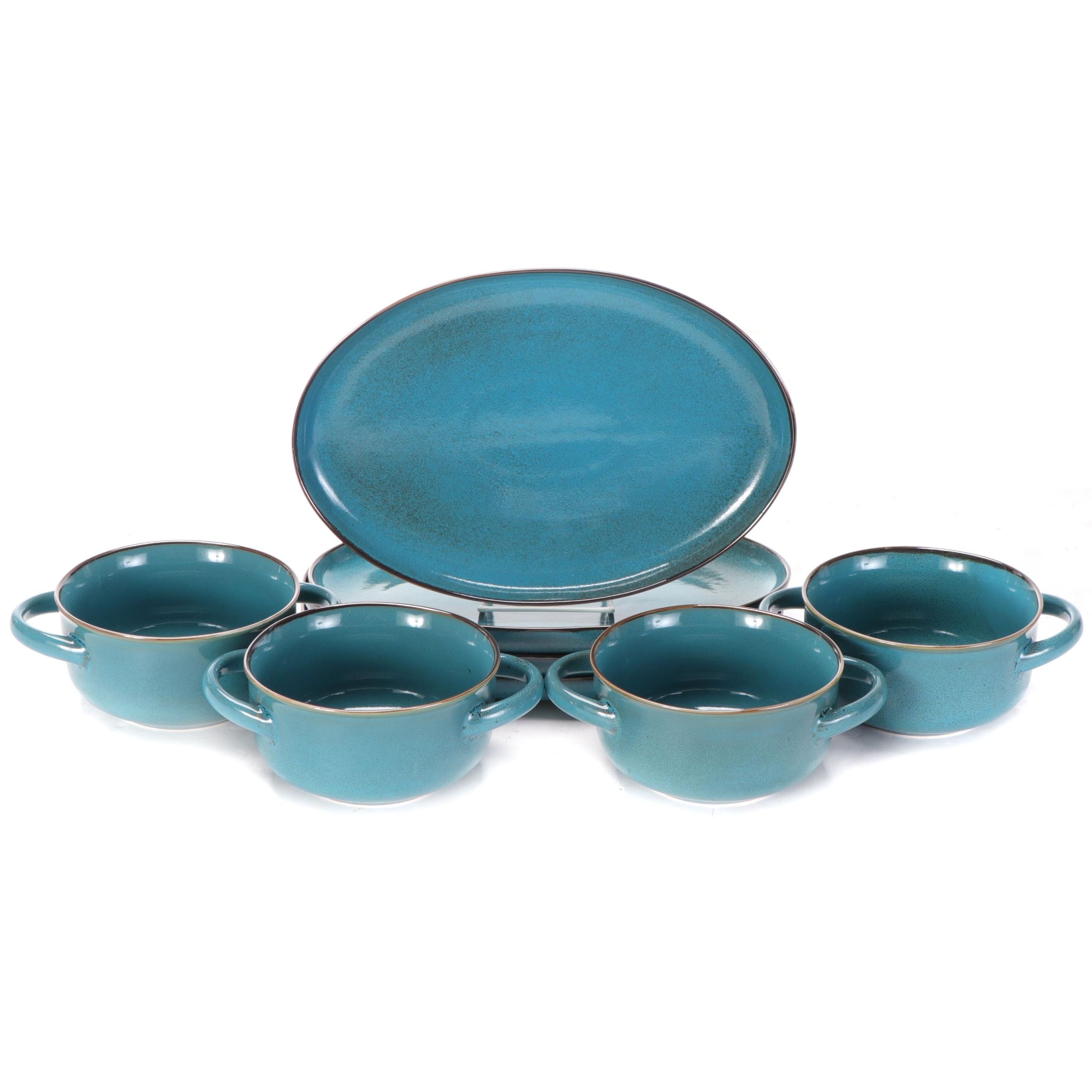 Member's Mark Teal Glazed Ceramic Bowl and Appetizer Plate Sets
