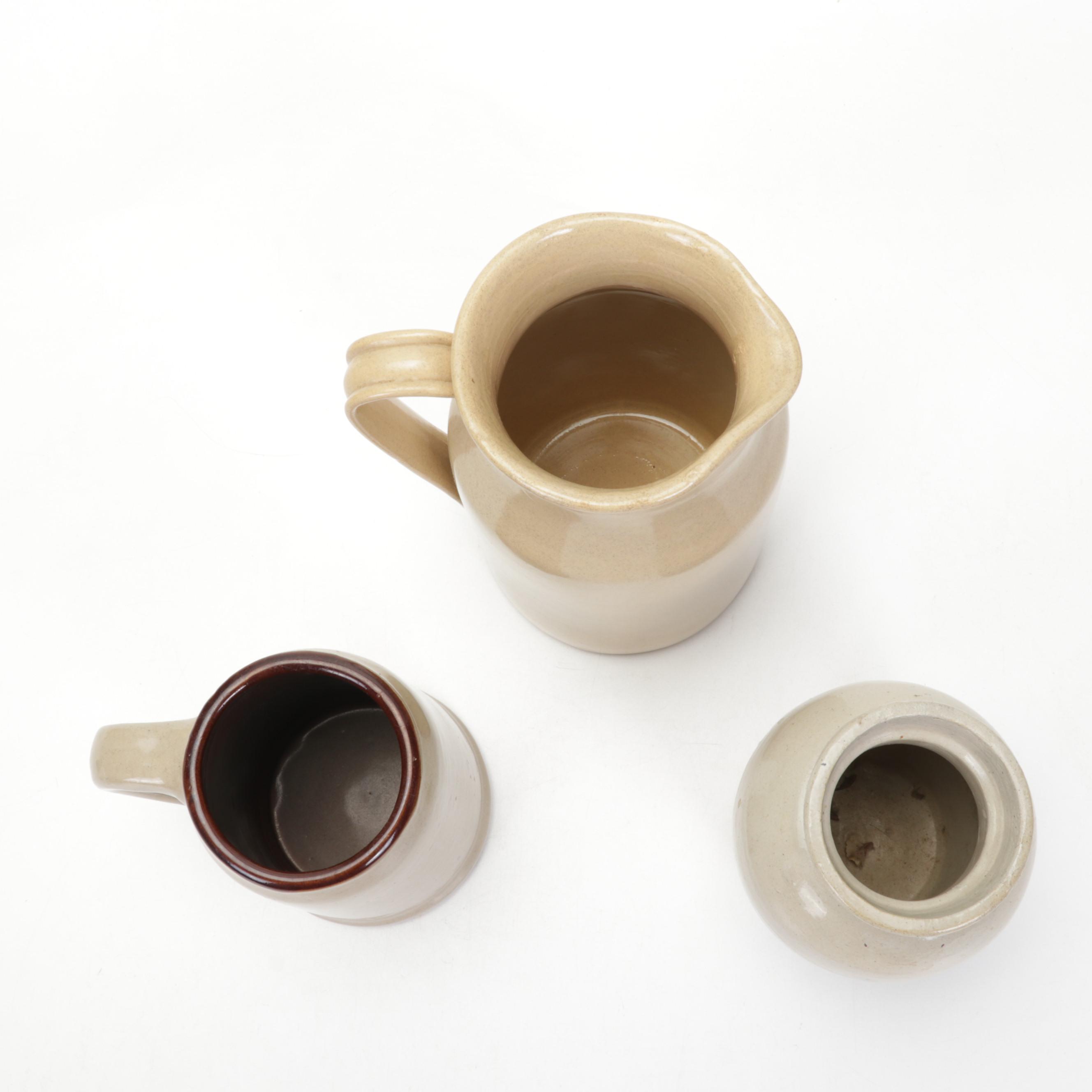 Advertisement and Other Salt Glazed Stoneware Crocks and Jugs