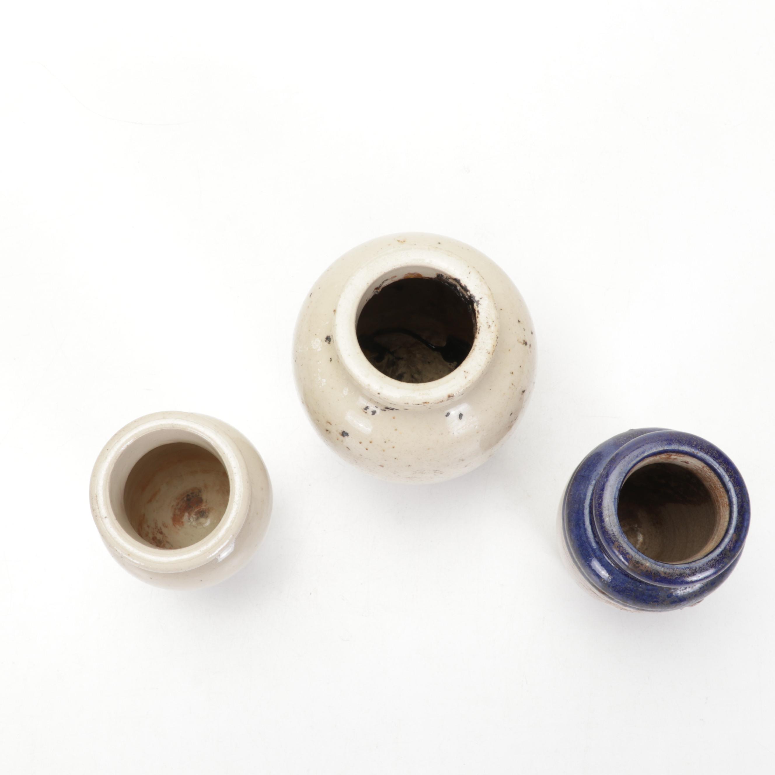 Advertisement and Other Salt Glazed Stoneware Crocks and Jugs