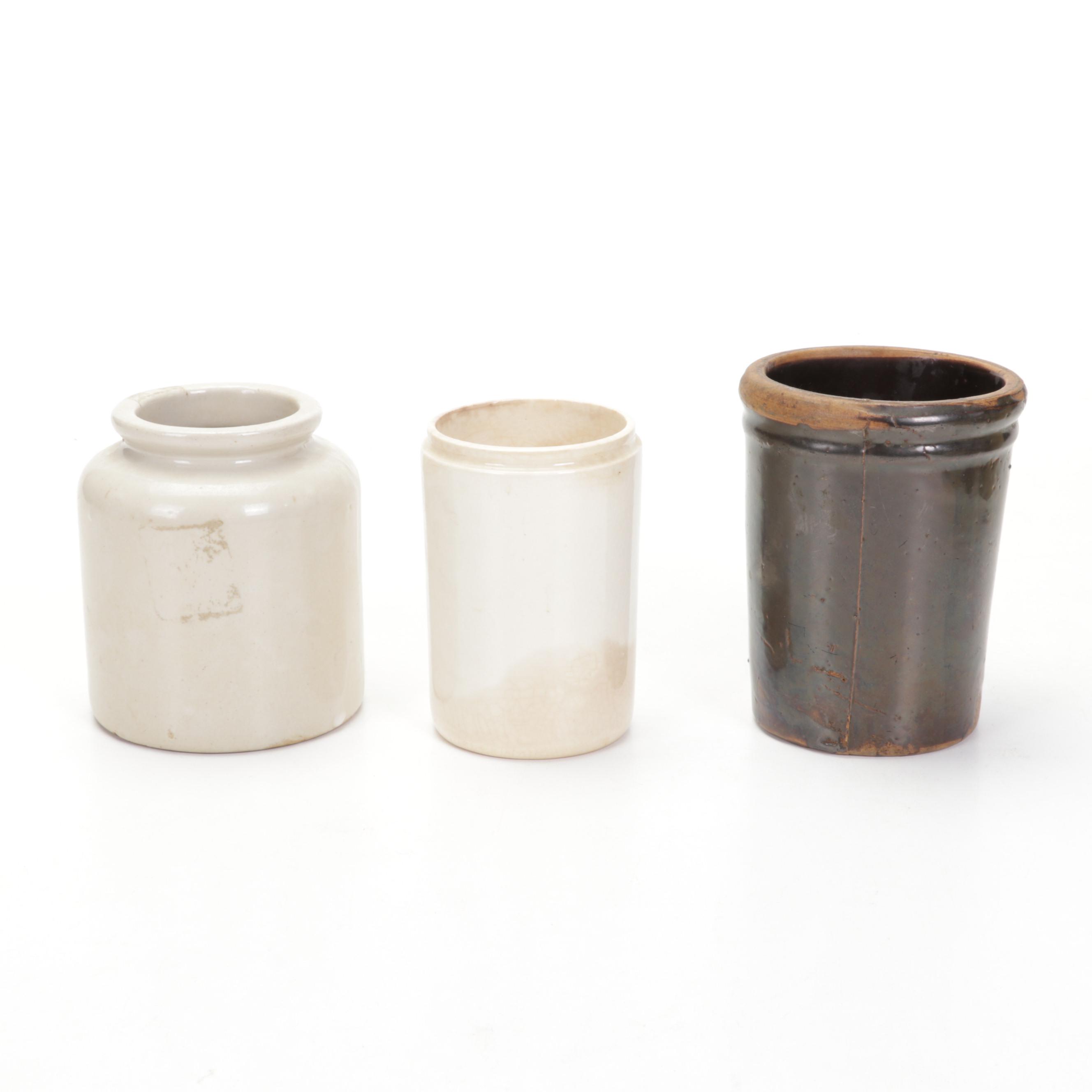 Advertisement and Other Salt Glazed Stoneware Crocks and Jugs