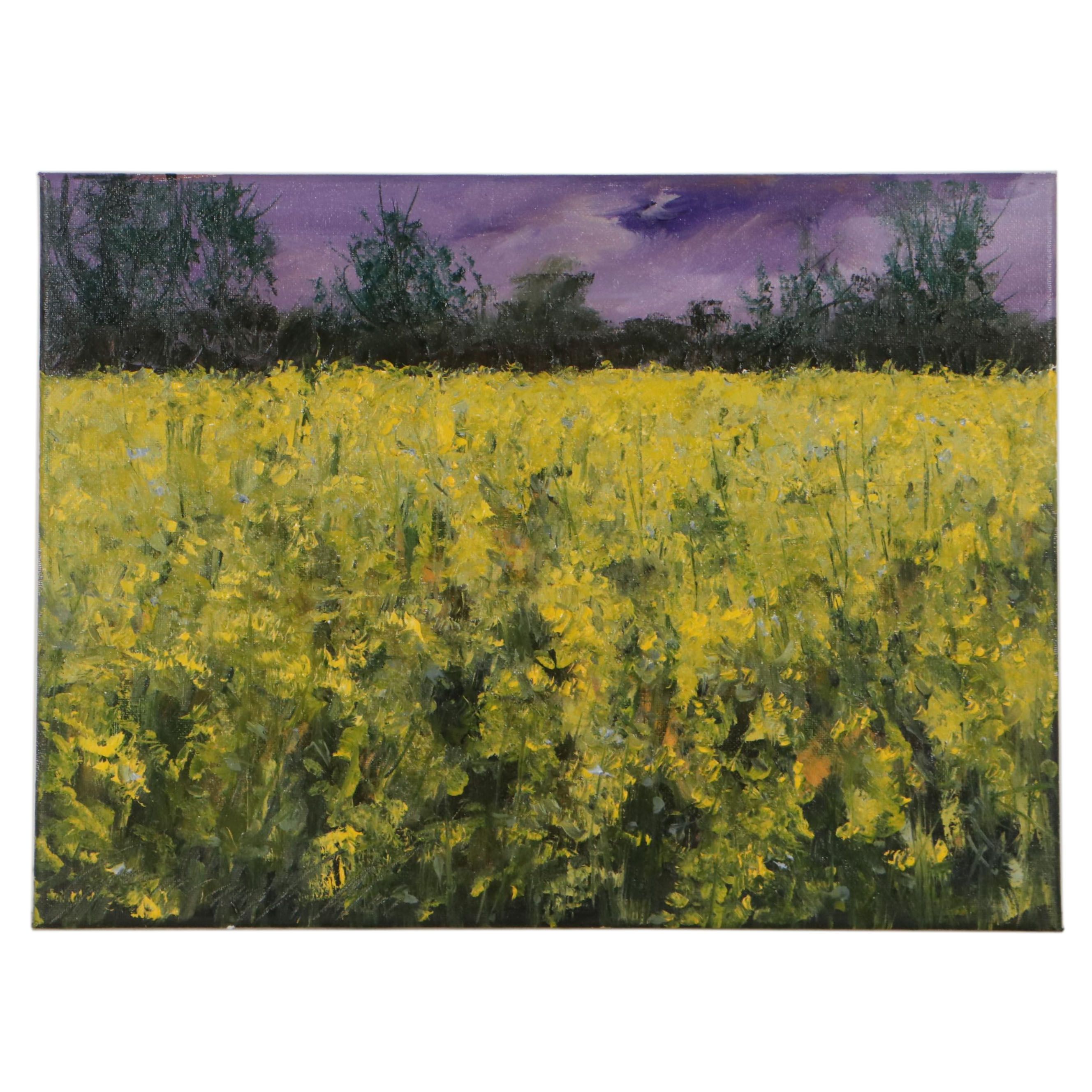 Garncarek Aleksander Landscape Oil Painting "Zolte Pole," 2022